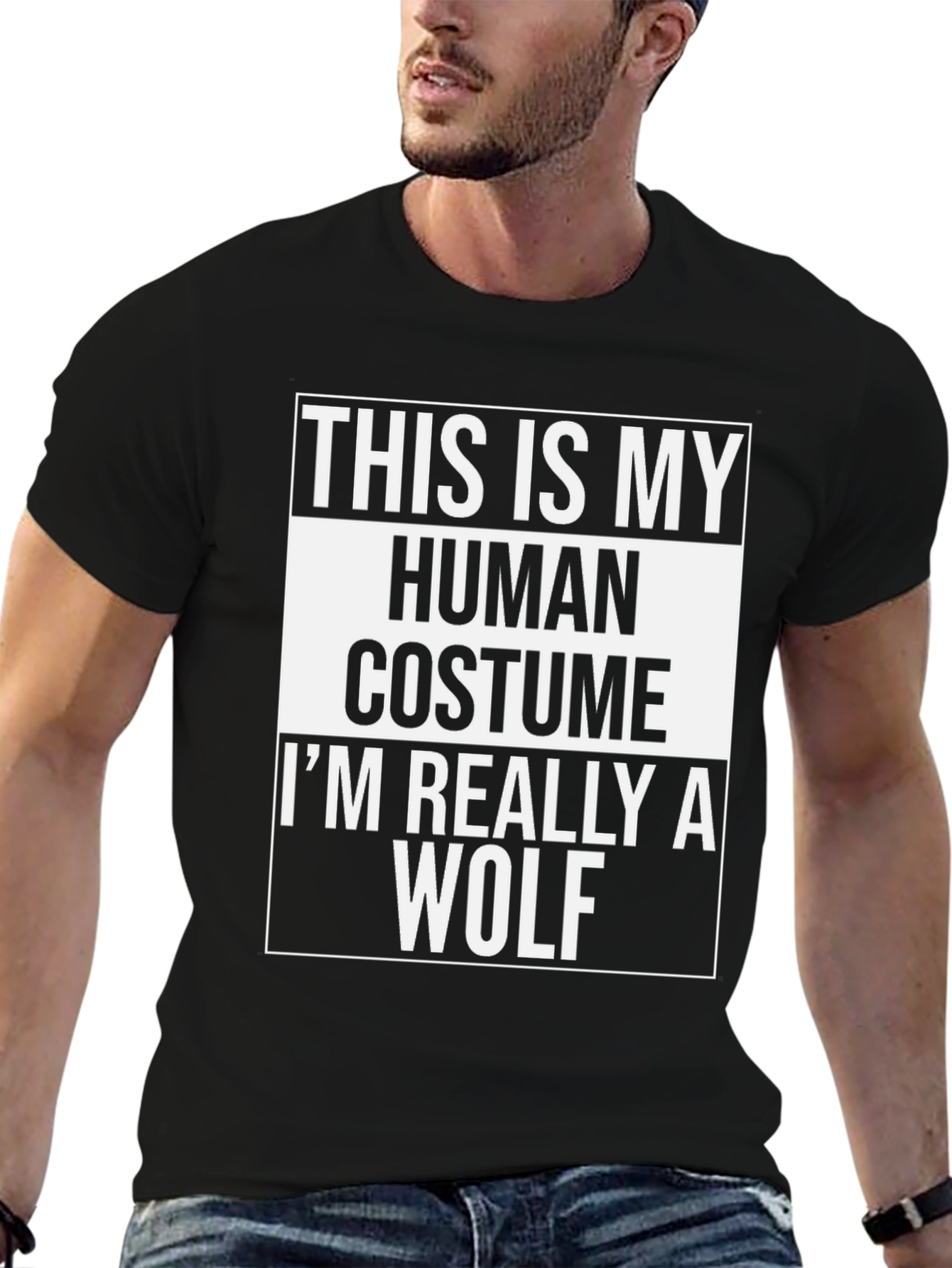Human Costume Wolf T-Shirt - Funny Graphic Tee
