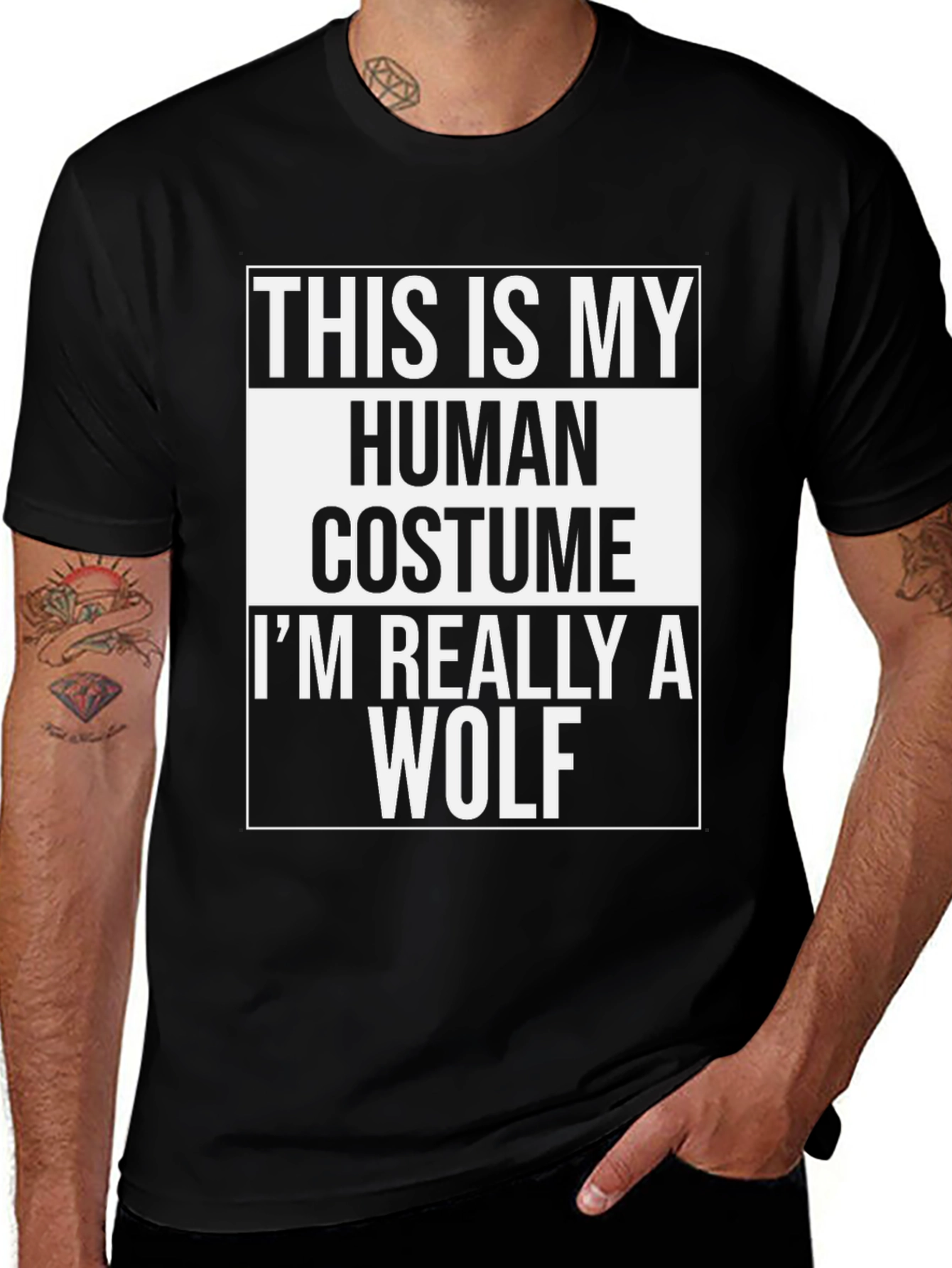 Human Costume Wolf T-Shirt - Funny Graphic Tee