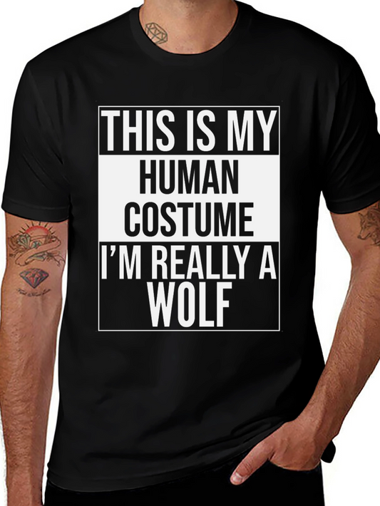 Human Costume Wolf T-Shirt - Funny Graphic Tee