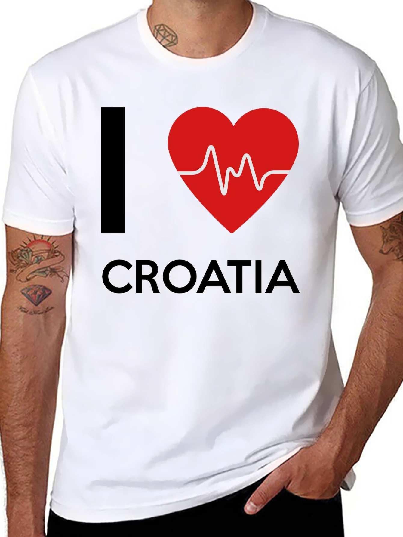 I Love Croatia T-Shirt - Red Heartbeat Design