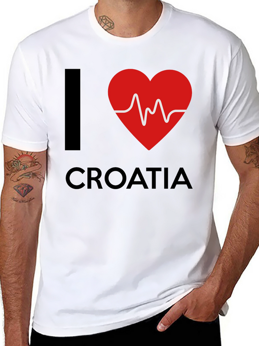 I Love Croatia T-Shirt - Red Heartbeat Design