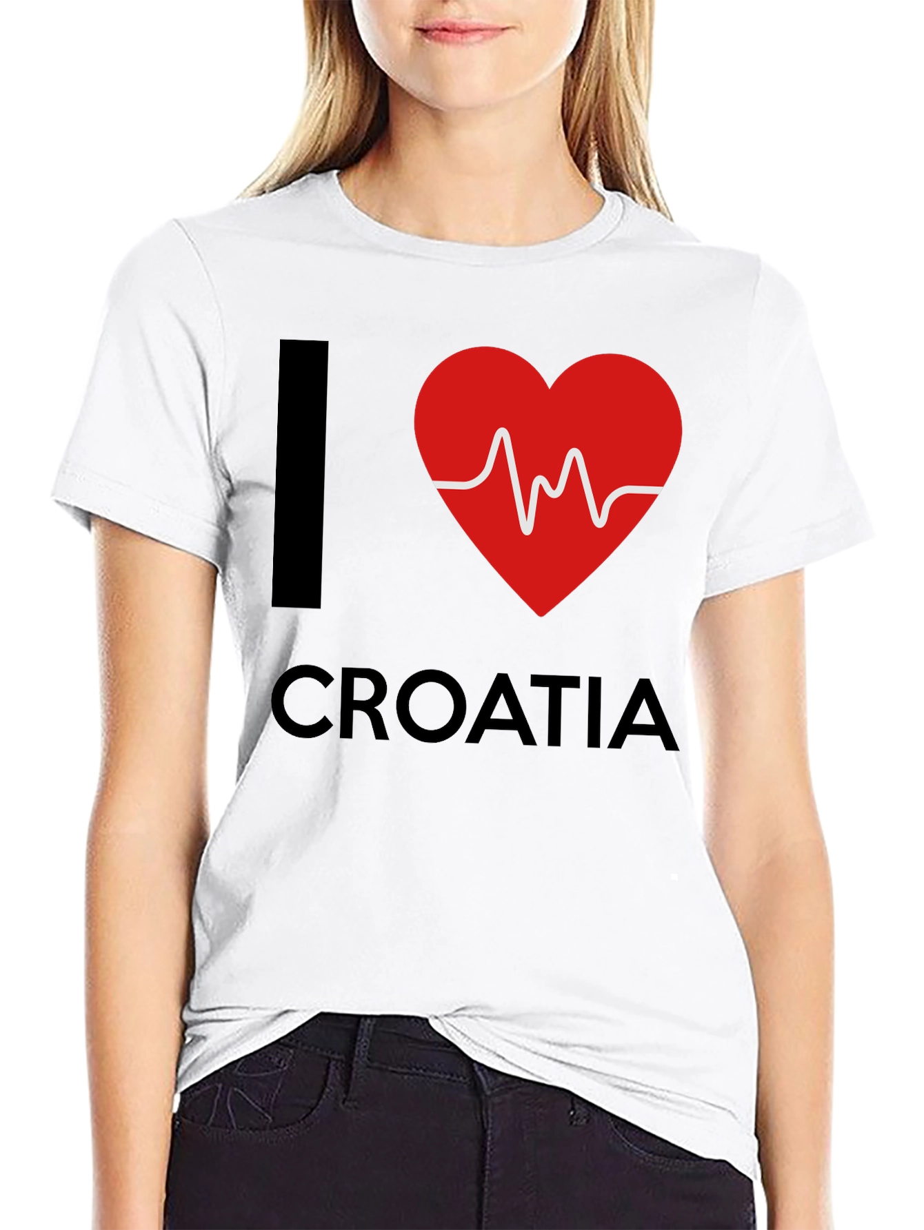 I Love Croatia T-Shirt - Red Heartbeat Design