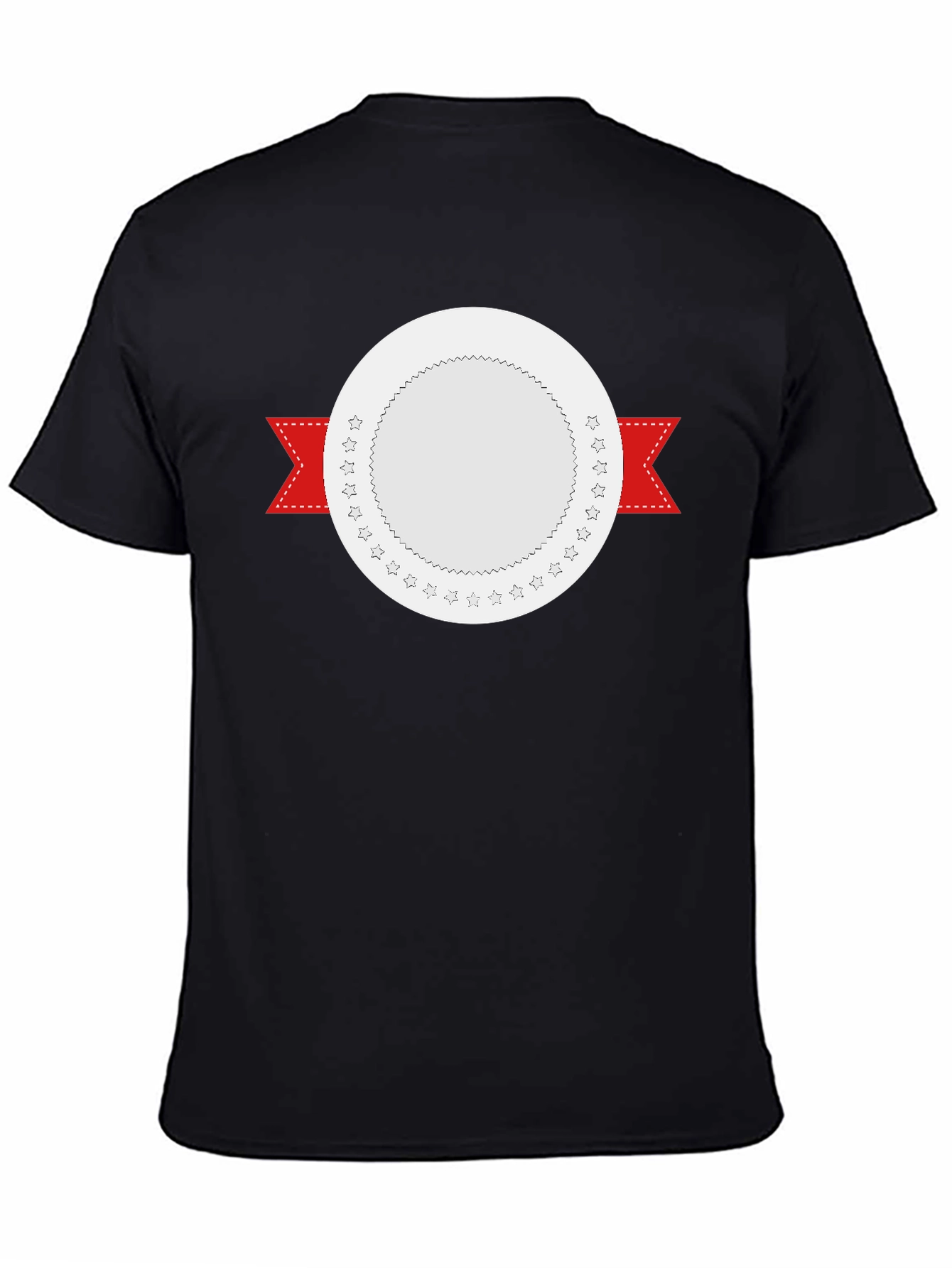 Modern Black T-Shirt with Customizable Badge Design