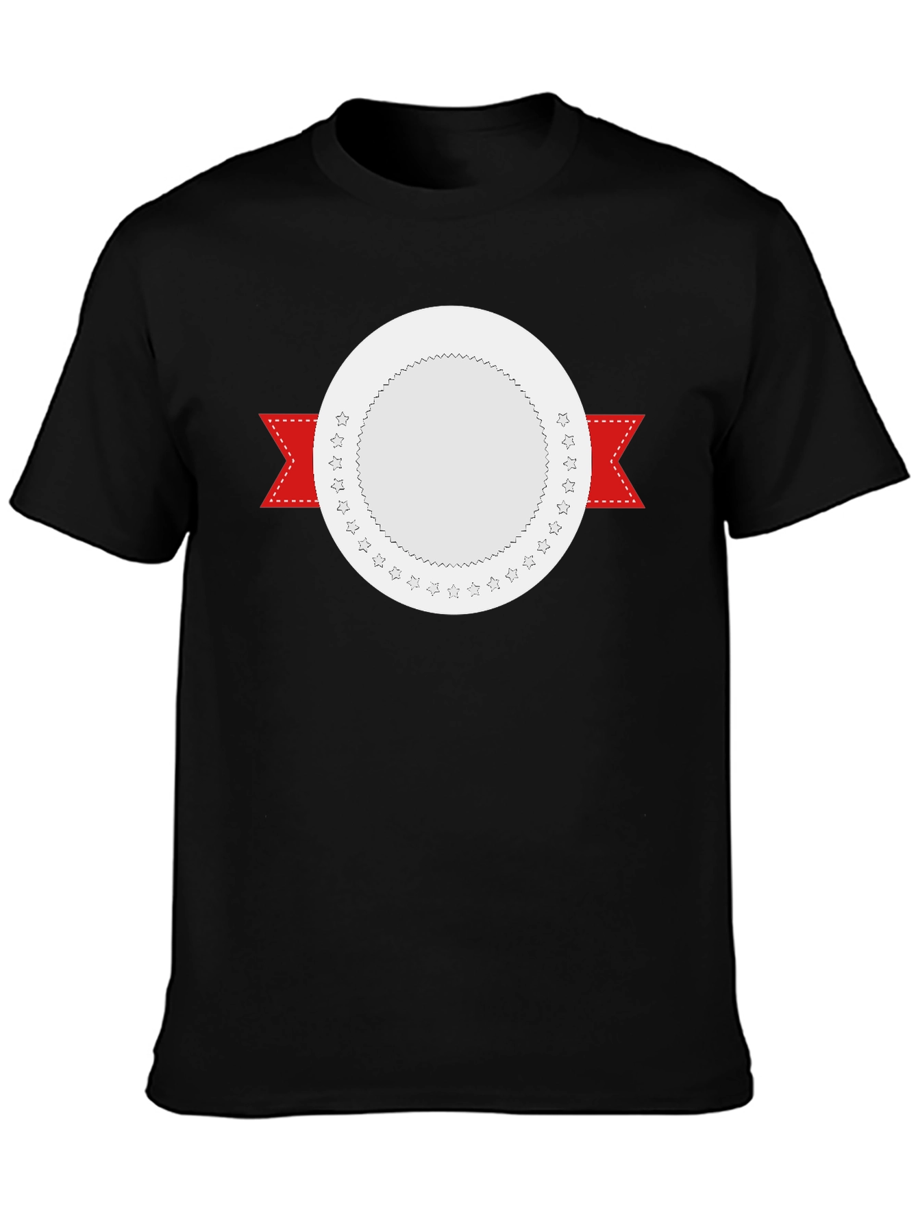 Modern Black T-Shirt with Customizable Badge Design