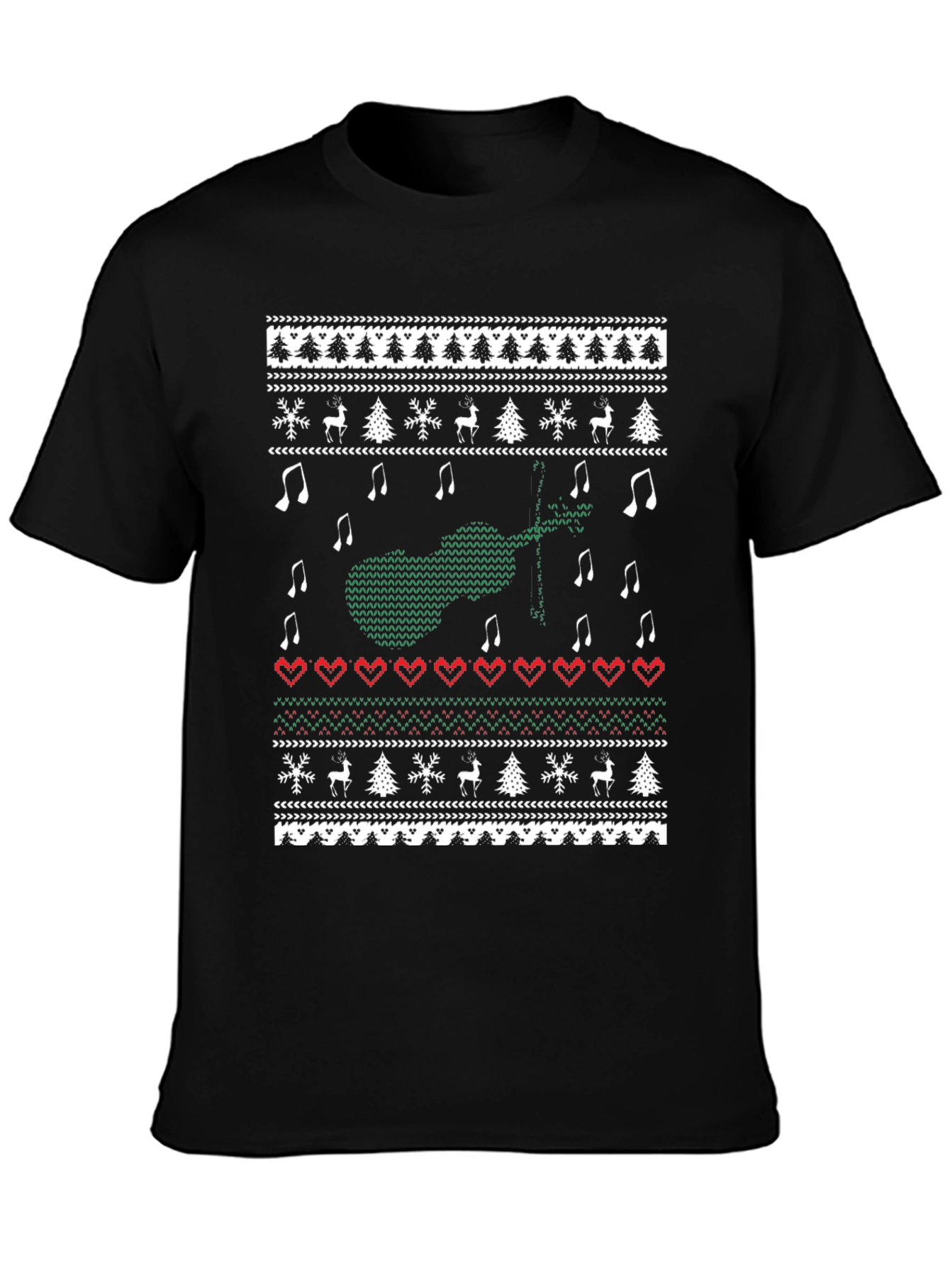 Musical Instrument Christmas Pattern T-Shirt