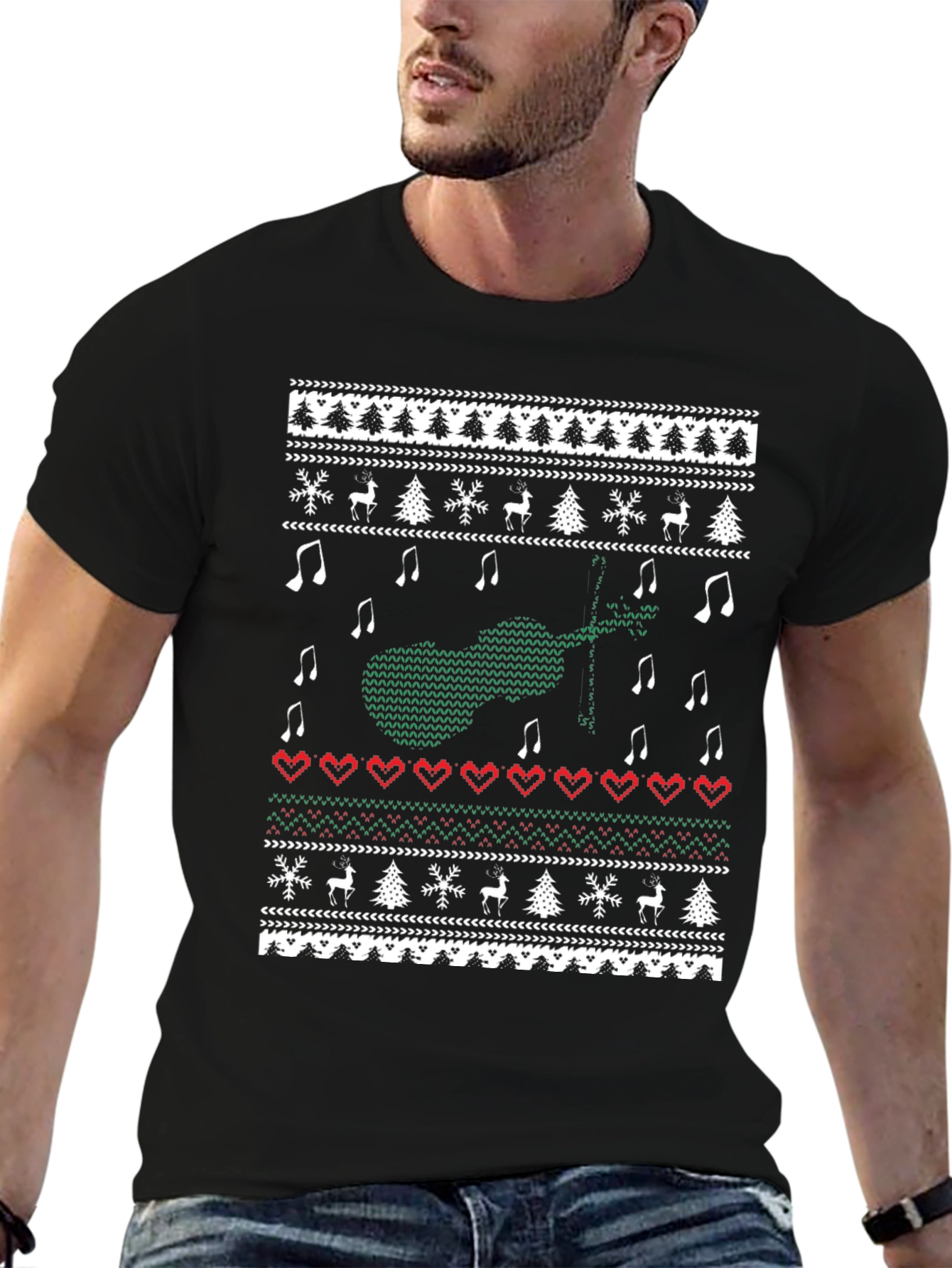 Musical Instrument Christmas Pattern T-Shirt