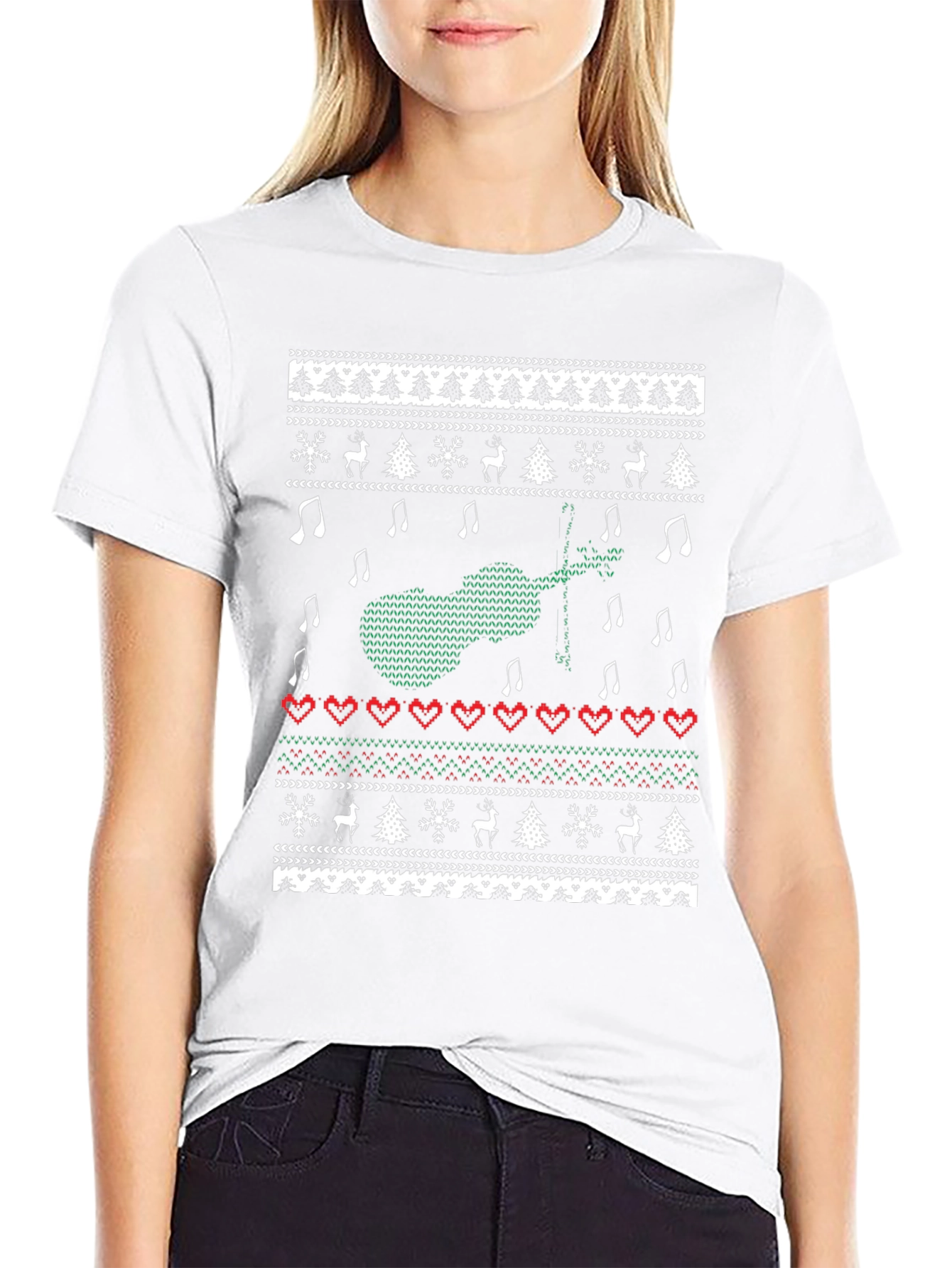Musical Instrument Christmas Pattern T-Shirt