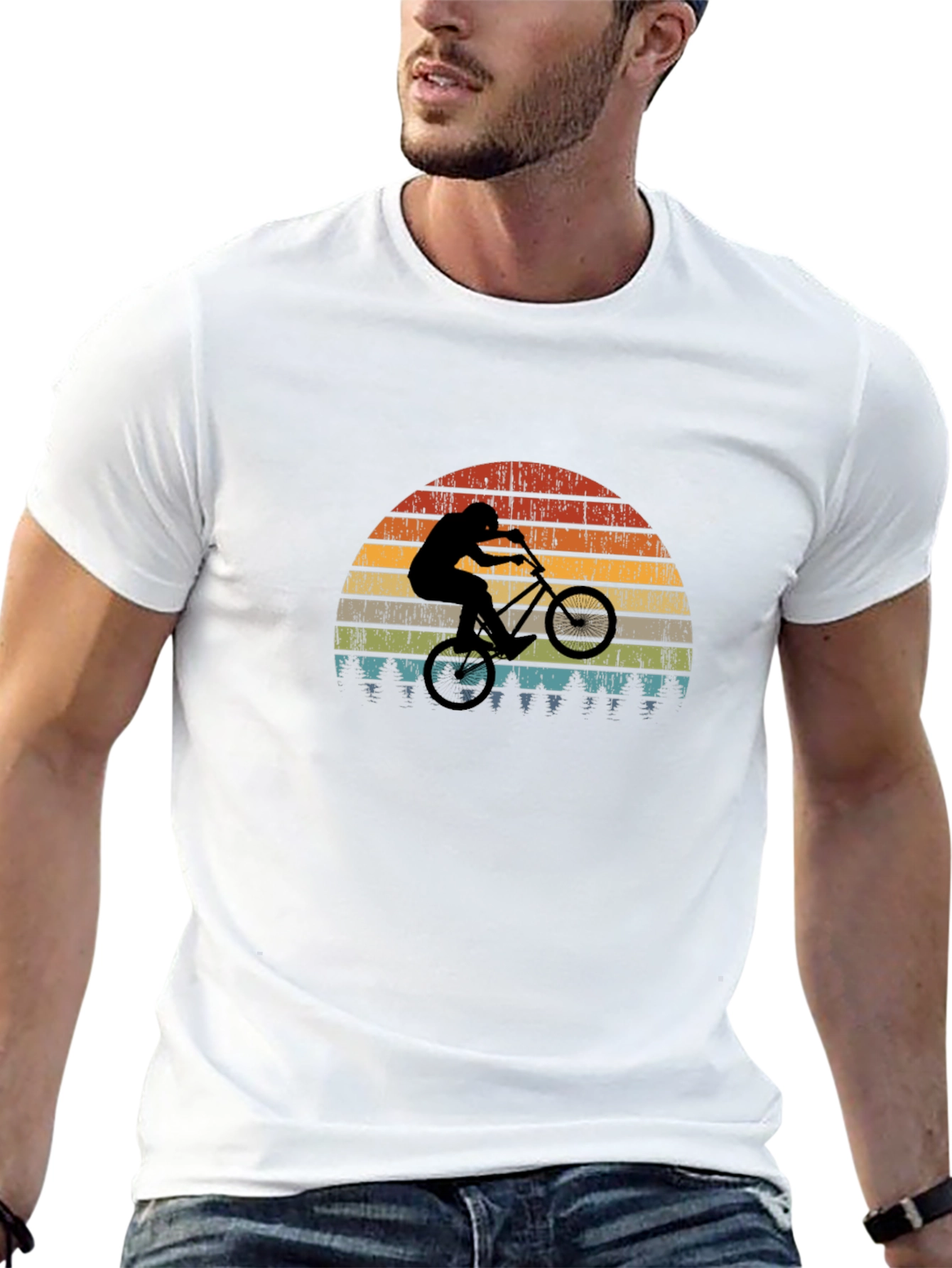 Retro Mountain Biker Graphic T-Shirt