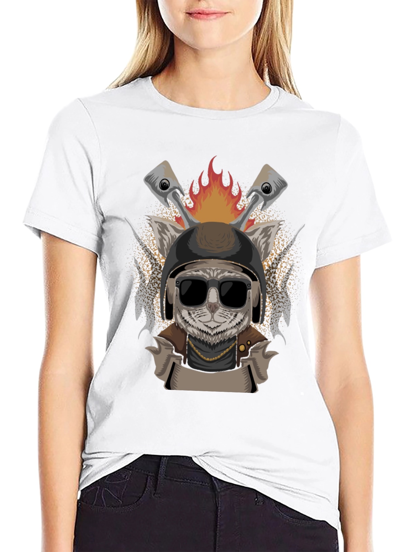 Biker Cat Graphic T-Shirt - Cool & Edgy Design