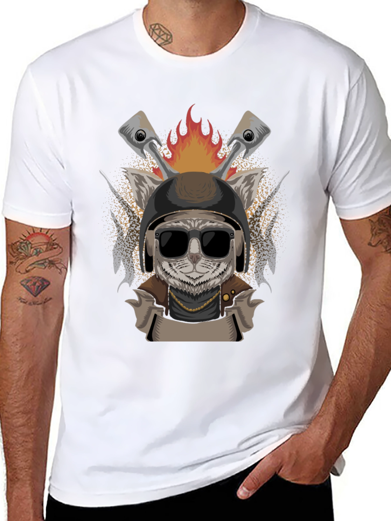 Biker Cat Graphic T-Shirt - Cool & Edgy Design
