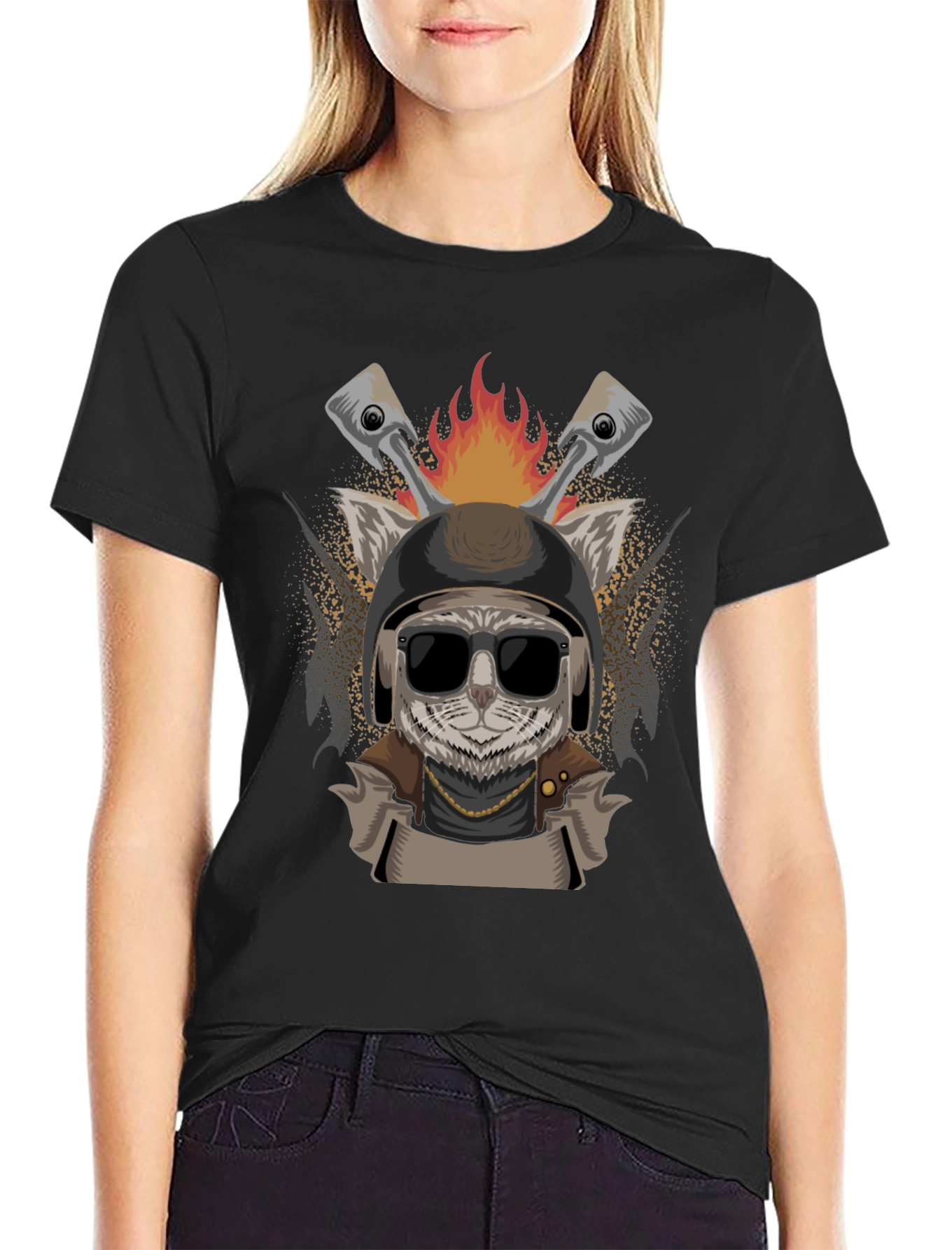 Biker Cat Graphic T-Shirt - Cool & Edgy Design