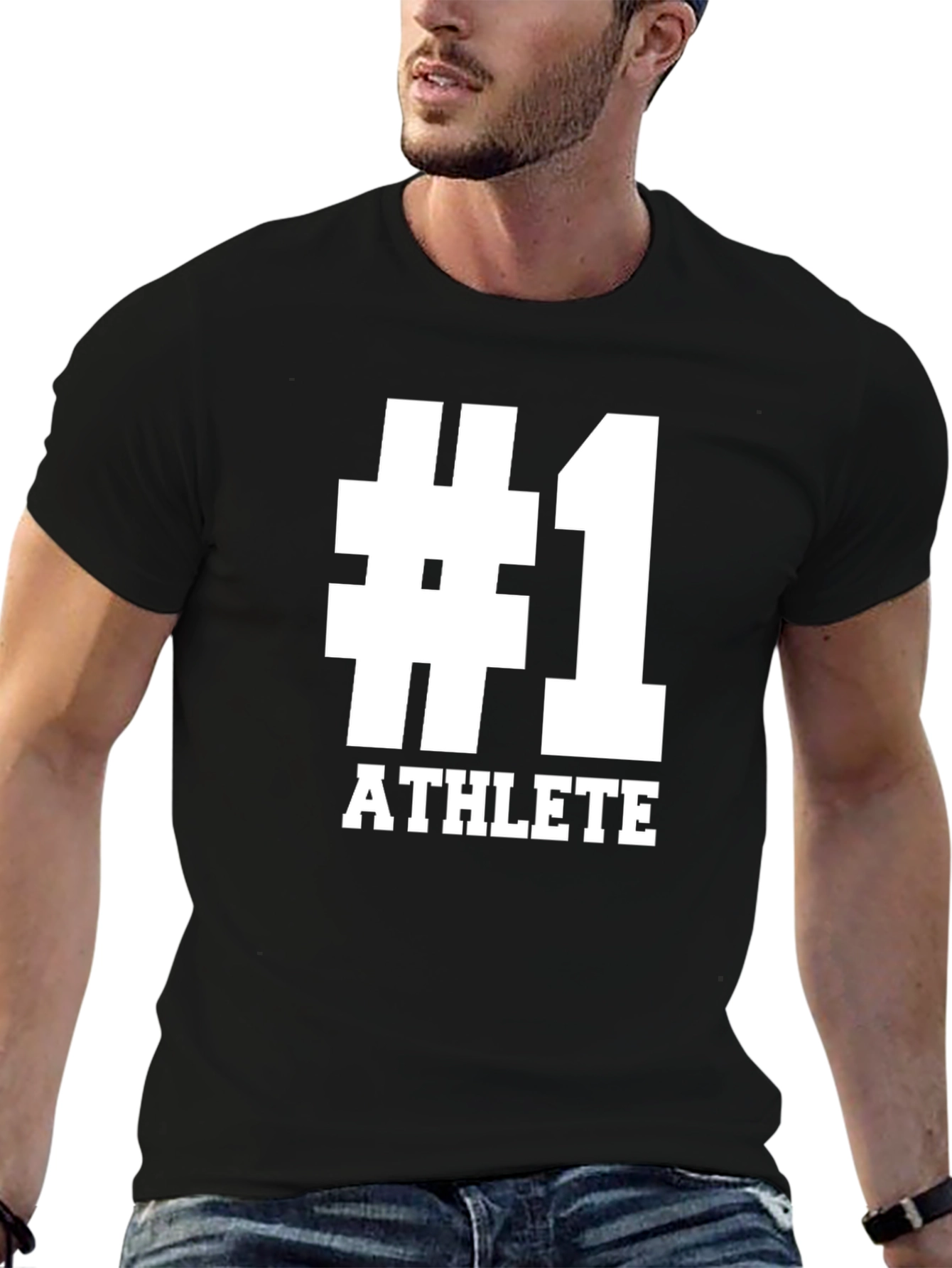 #1 Athlete Graphic T-Shirt - Black Casual Style