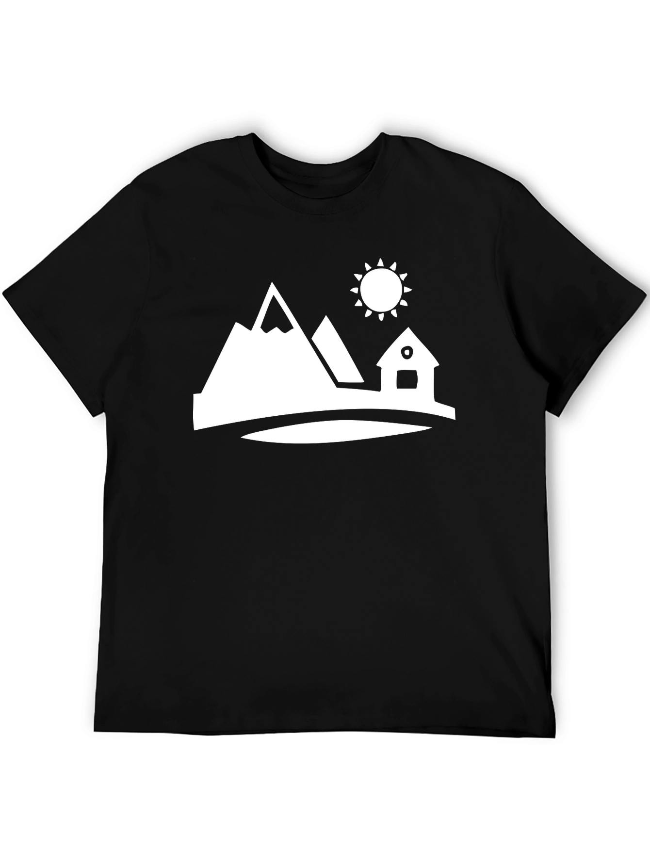 Mountain Cabin Graphic Tee - Black Cotton Shirt
