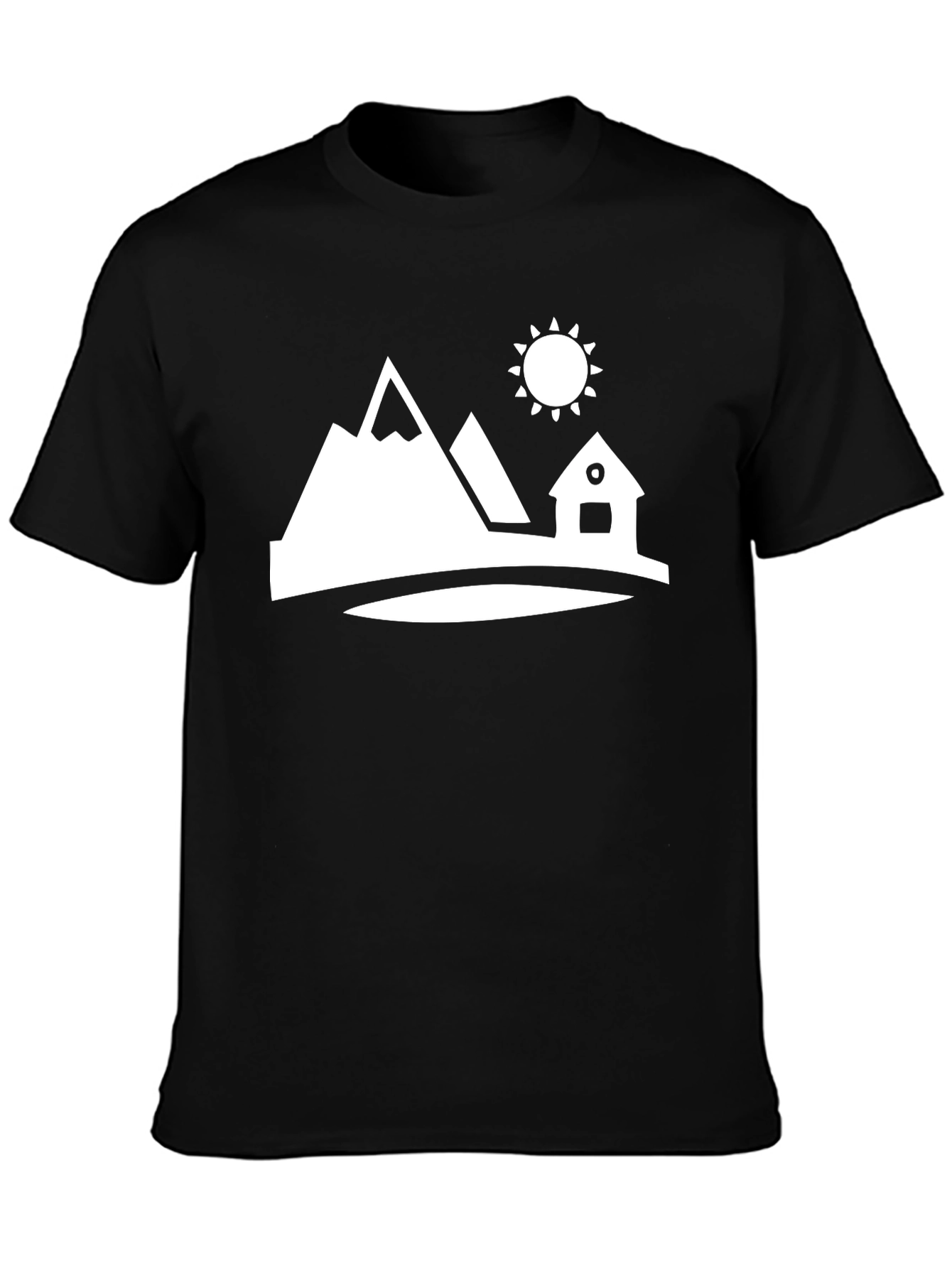 Mountain Cabin Graphic Tee - Black Cotton Shirt