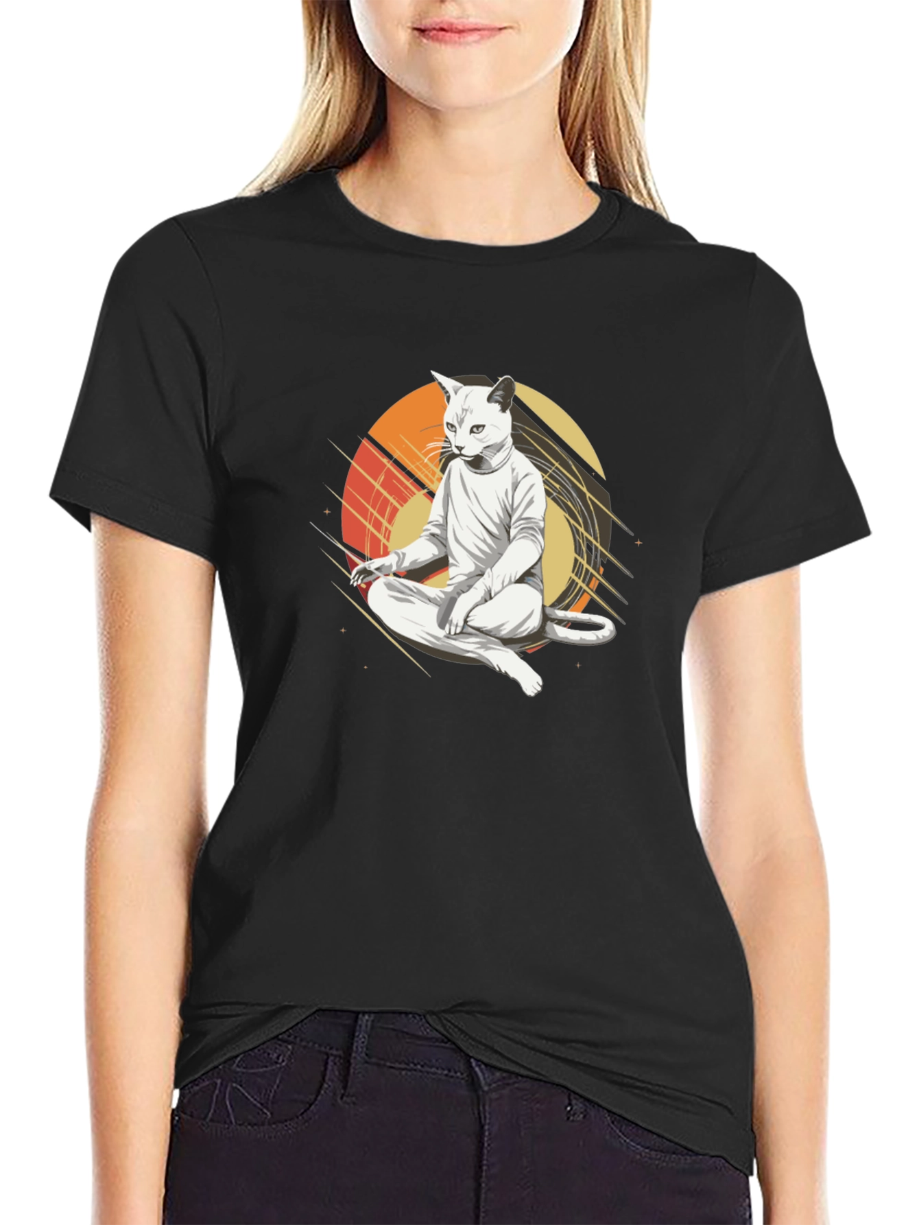 Zen Cat T-Shirt - Meditating Feline Tee