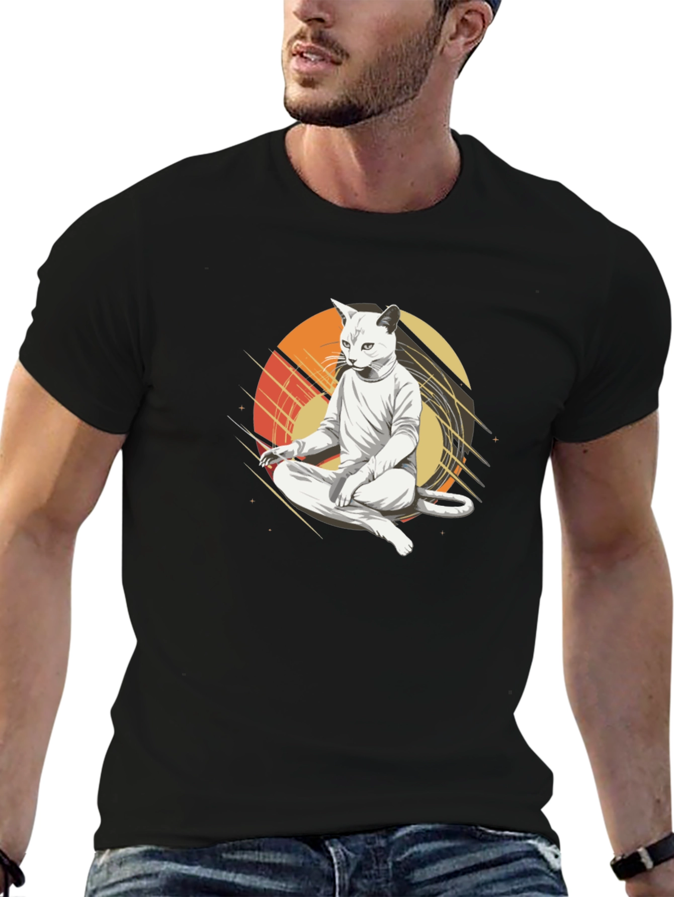 Zen Cat T-Shirt - Meditating Feline Tee