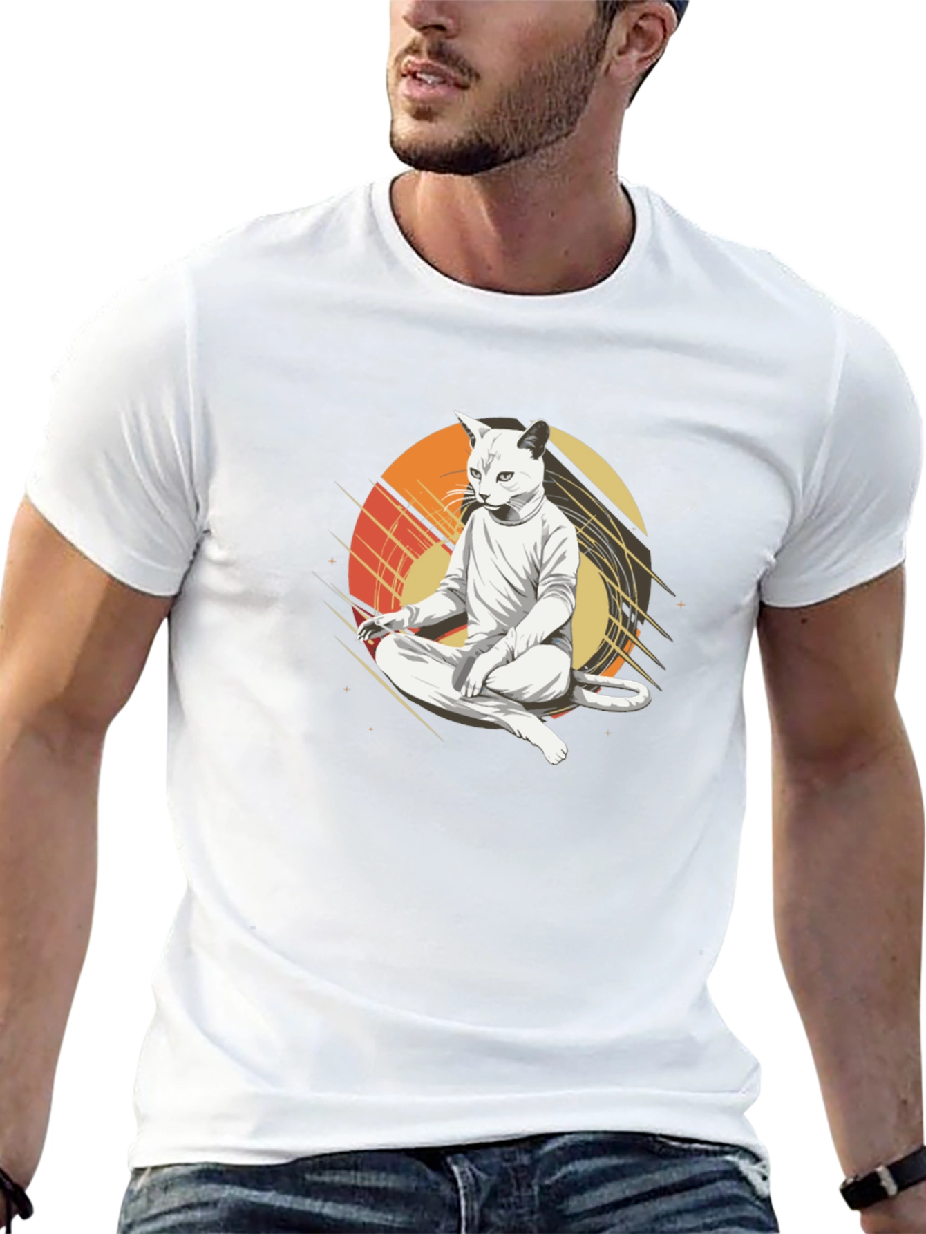 Zen Cat T-Shirt - Meditating Feline Tee