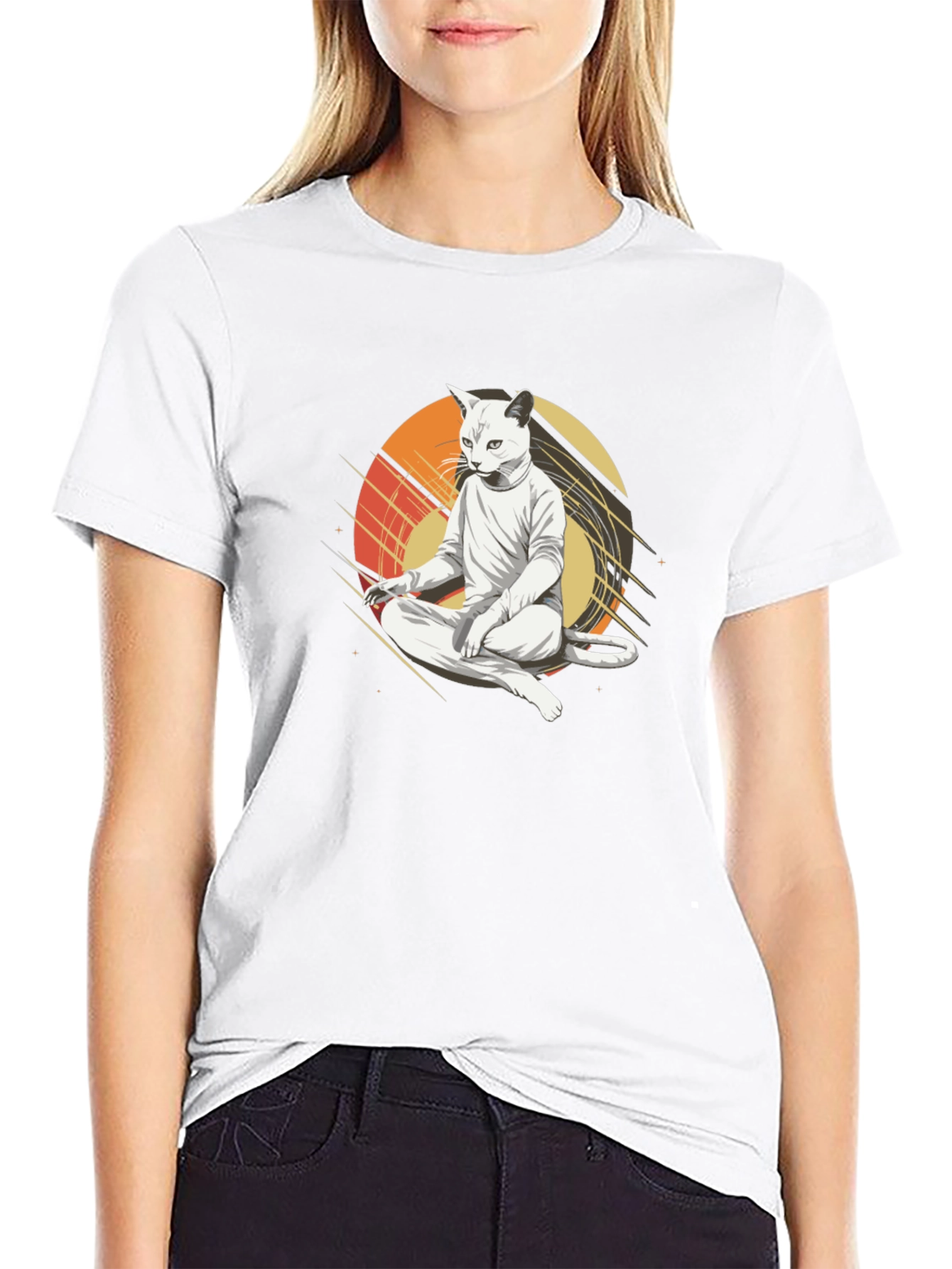 Zen Cat T-Shirt - Meditating Feline Tee