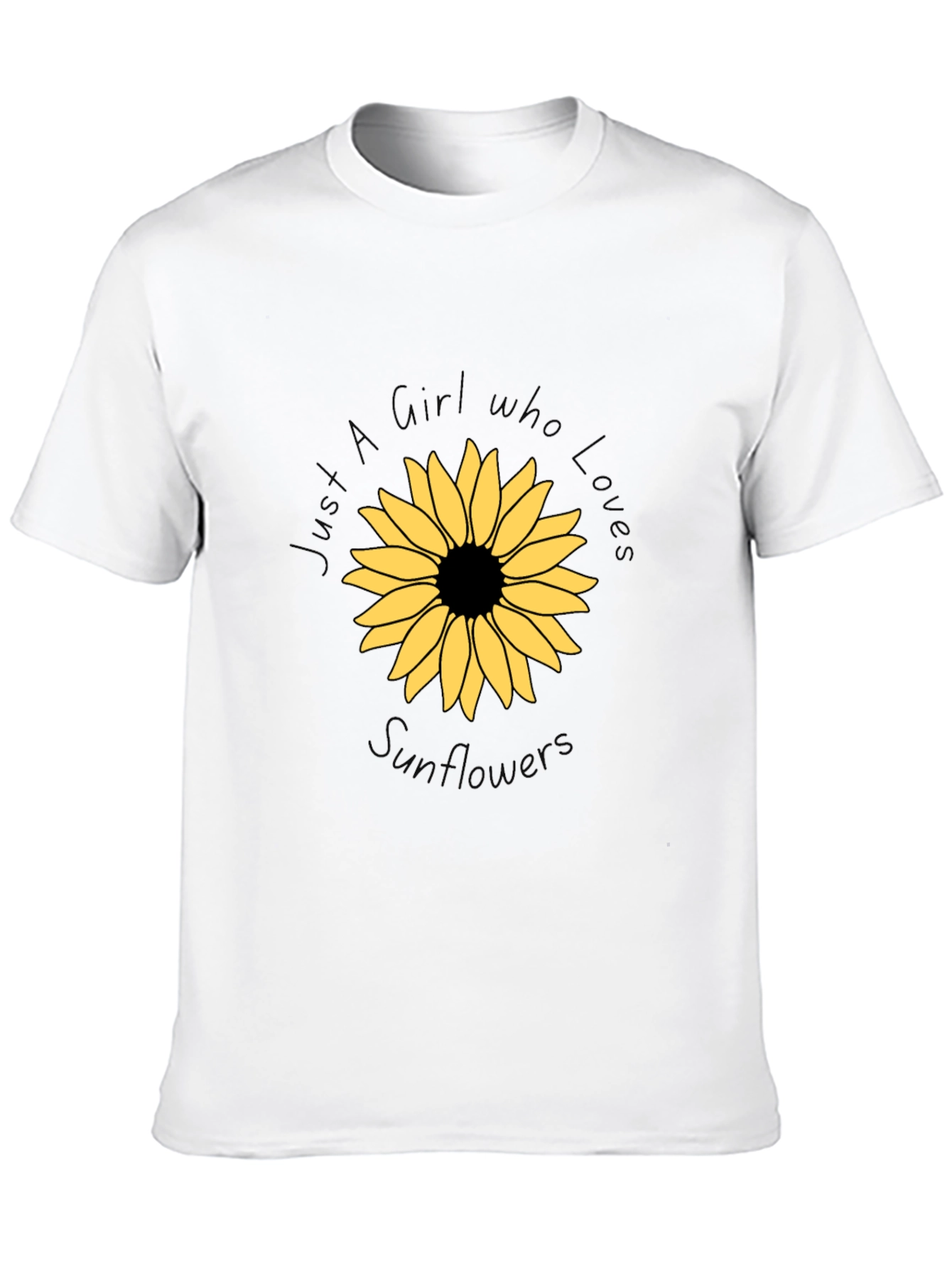 Sunflower Graphic Black Tee - Girl Who Loves Sunflowers