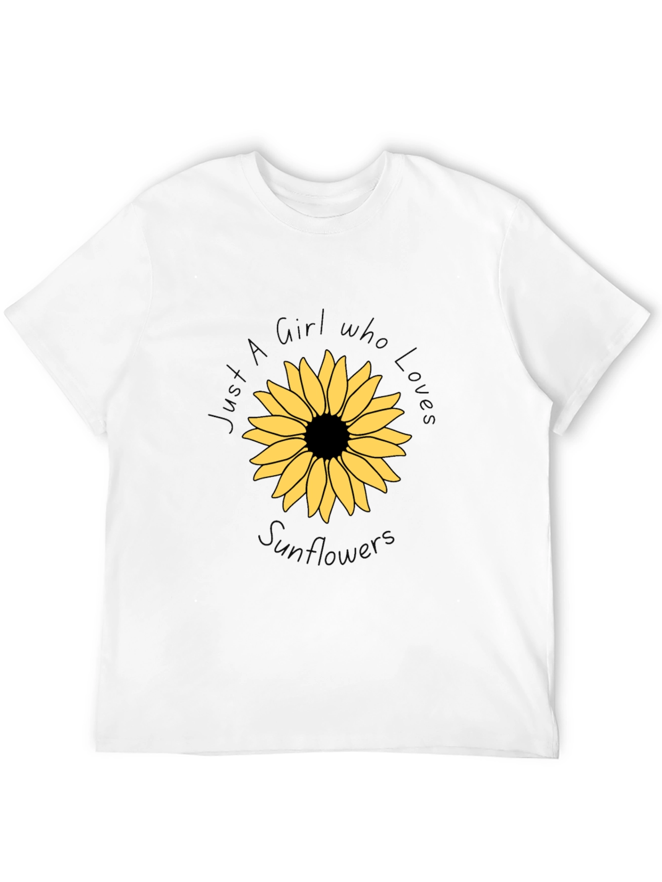 Sunflower Graphic Black Tee - Girl Who Loves Sunflowers