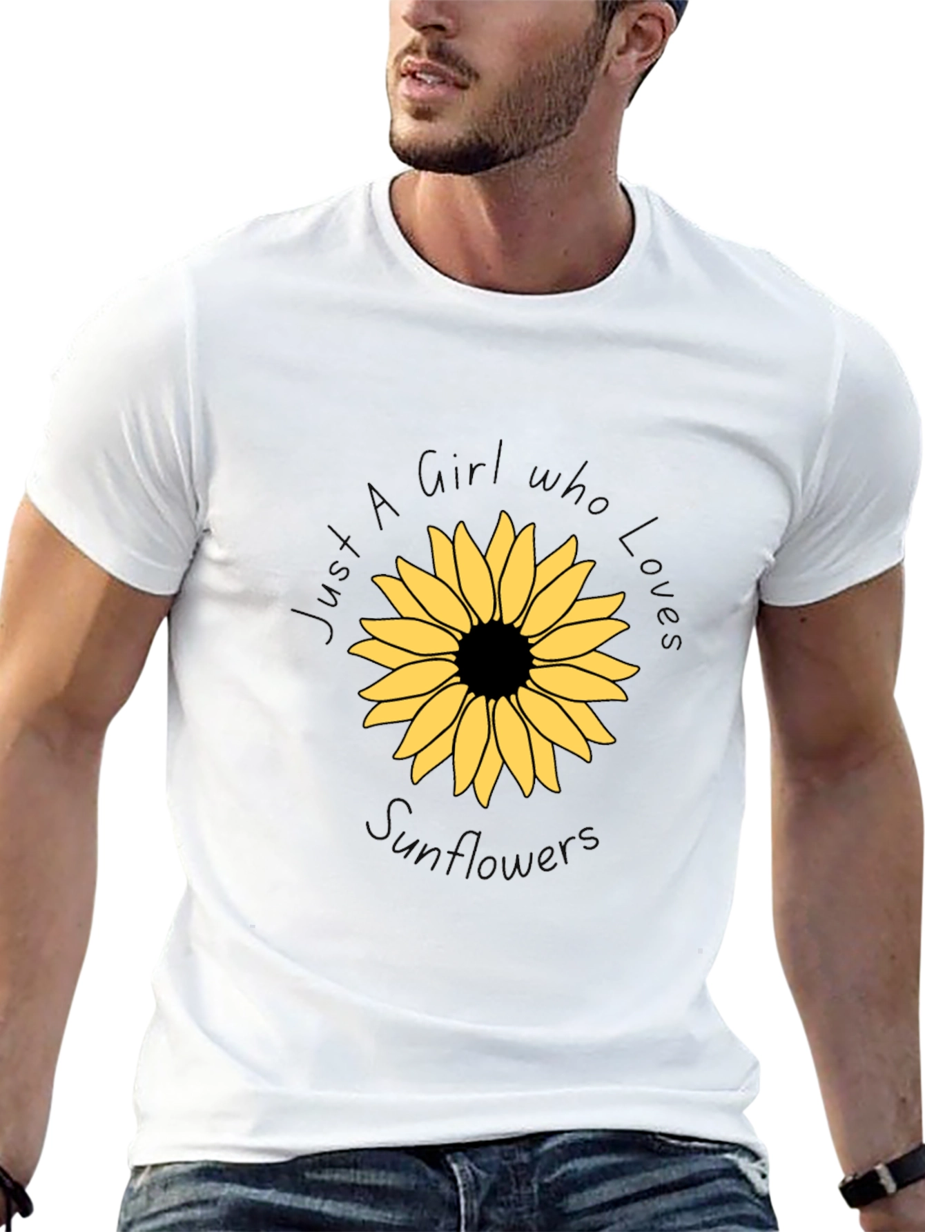 Sunflower Graphic Black Tee - Girl Who Loves Sunflowers