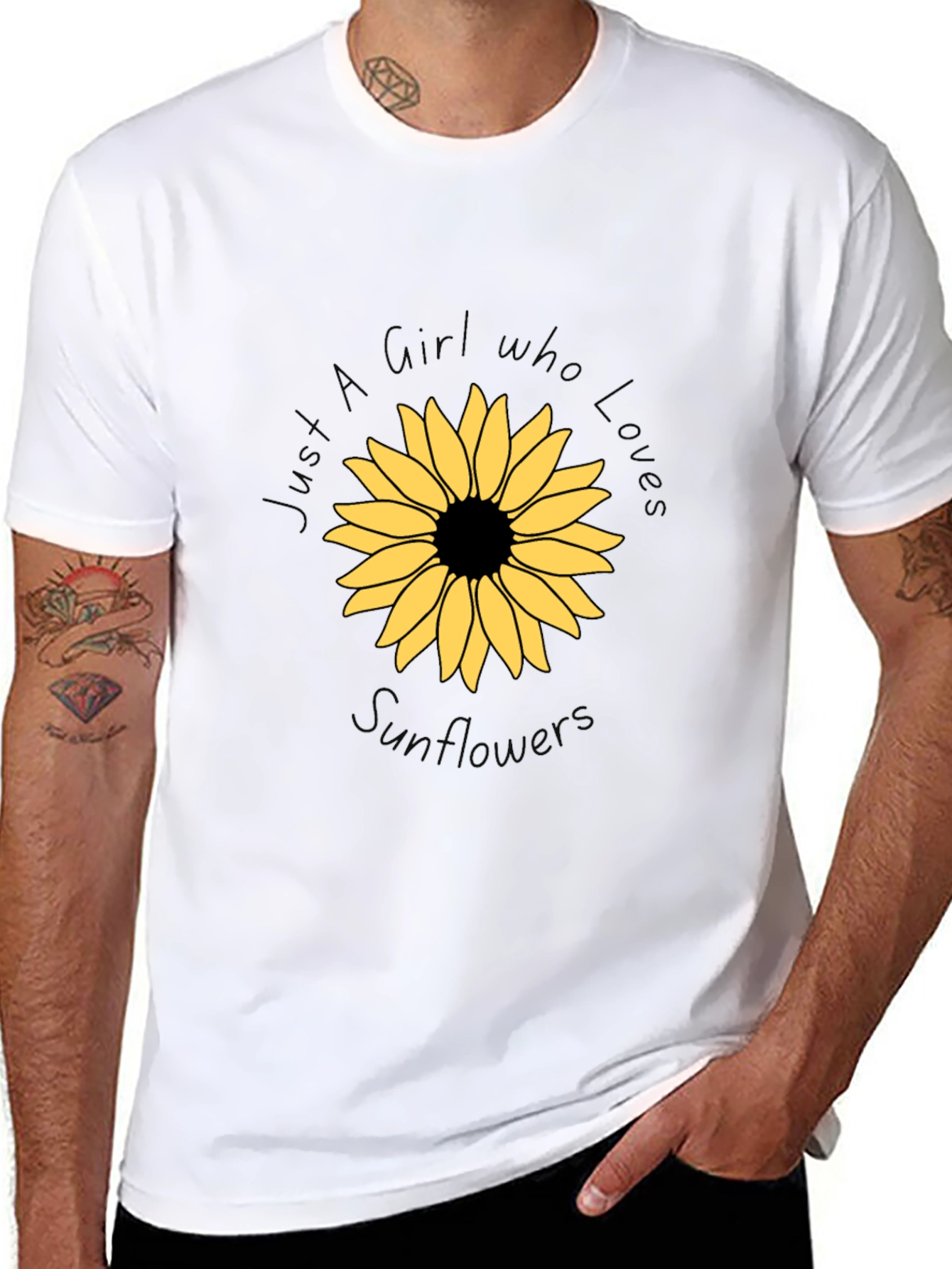 Sunflower Graphic Black Tee - Girl Who Loves Sunflowers