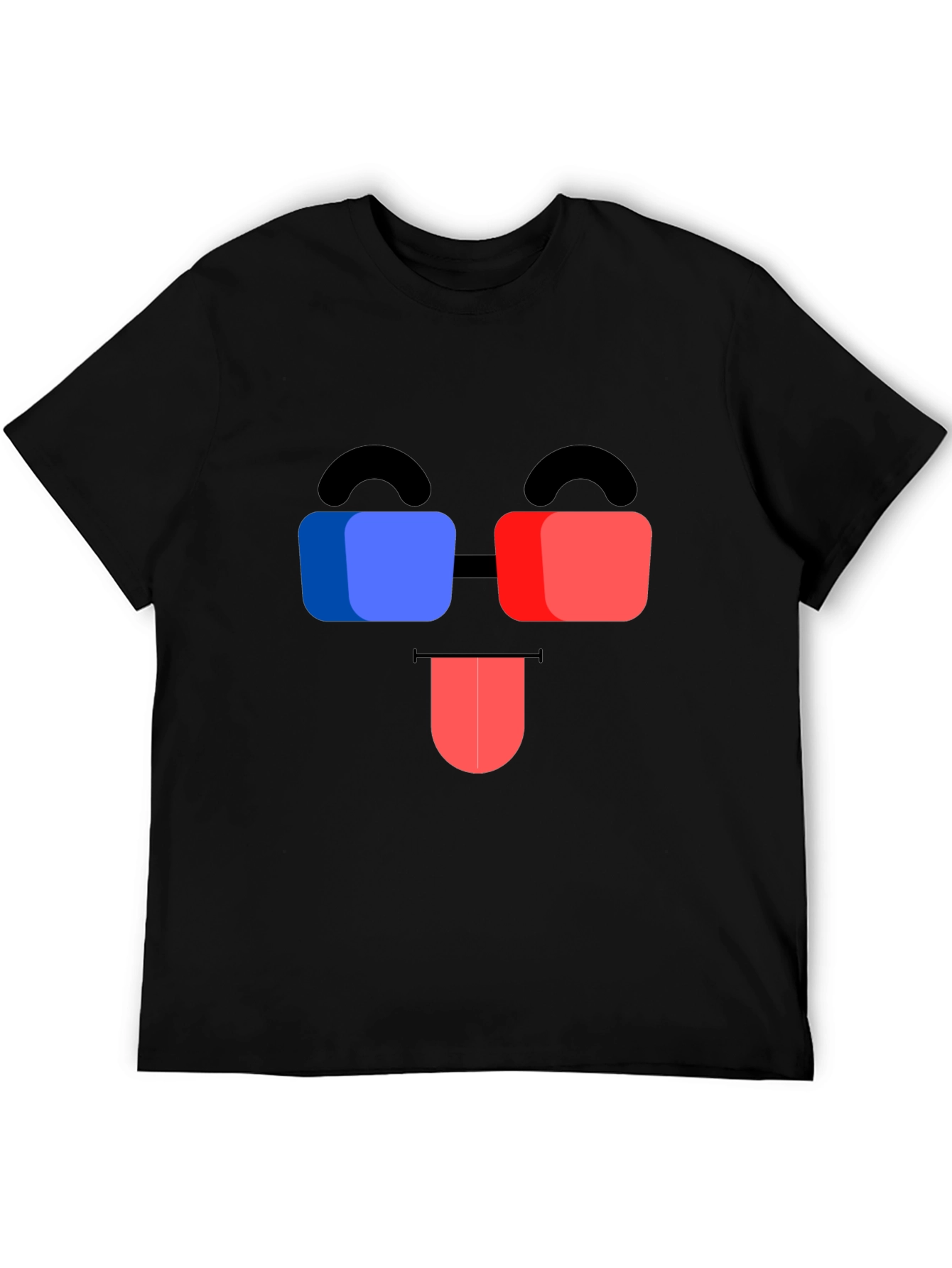 Funny 3D Glasses Face Black T-Shirt