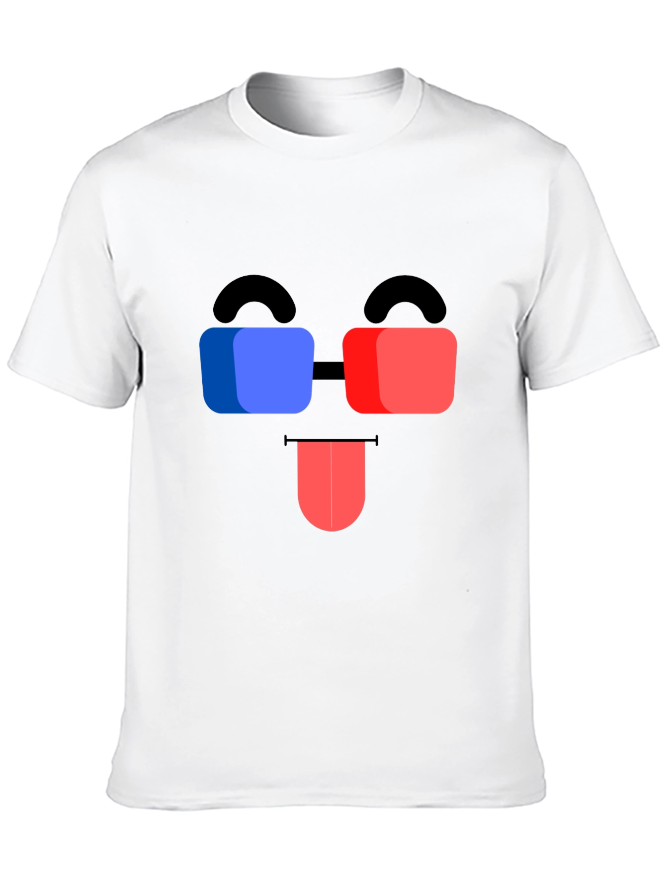 Funny 3D Glasses Face Black T-Shirt