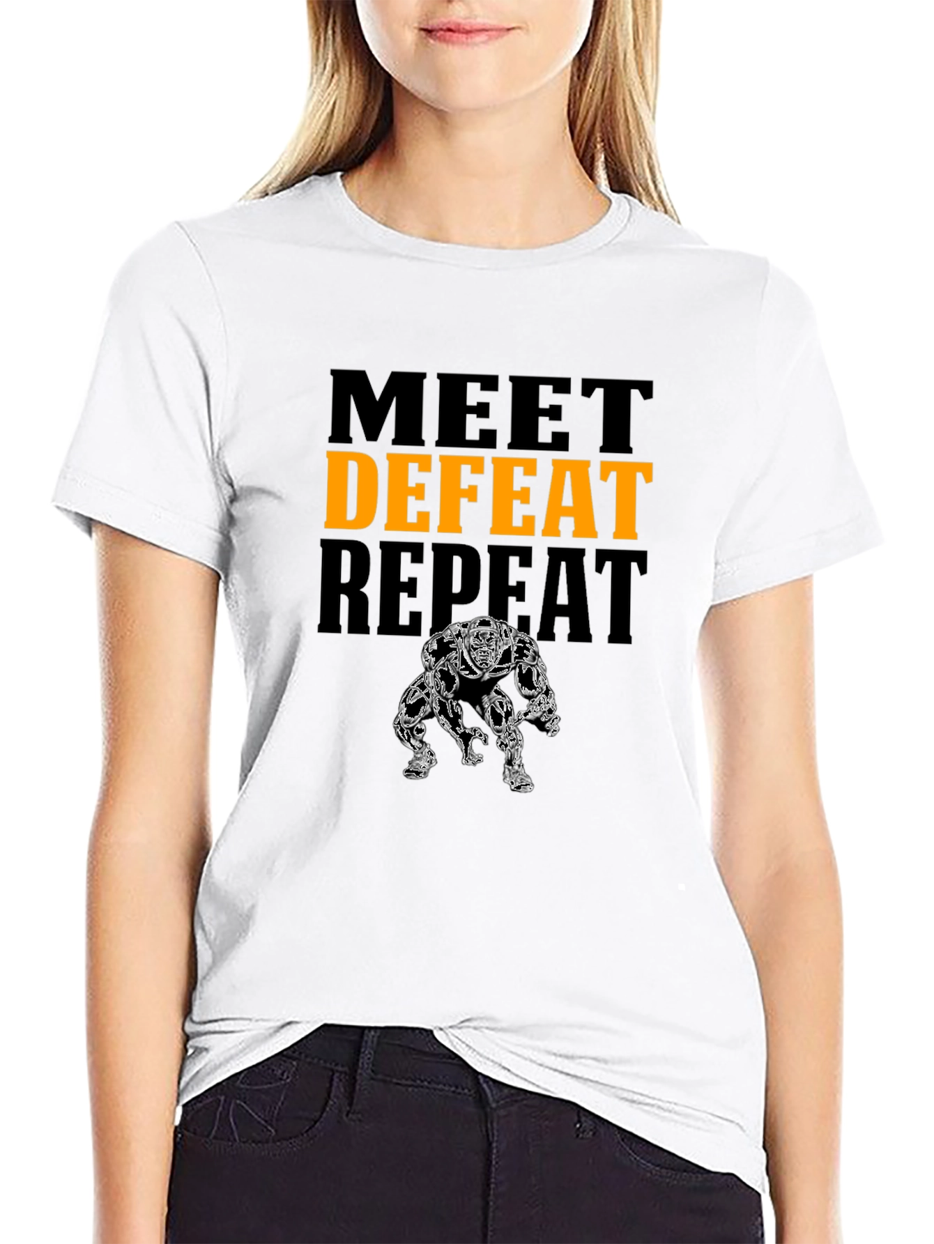 Meet Defeat Repeat Graphic T-Shirt