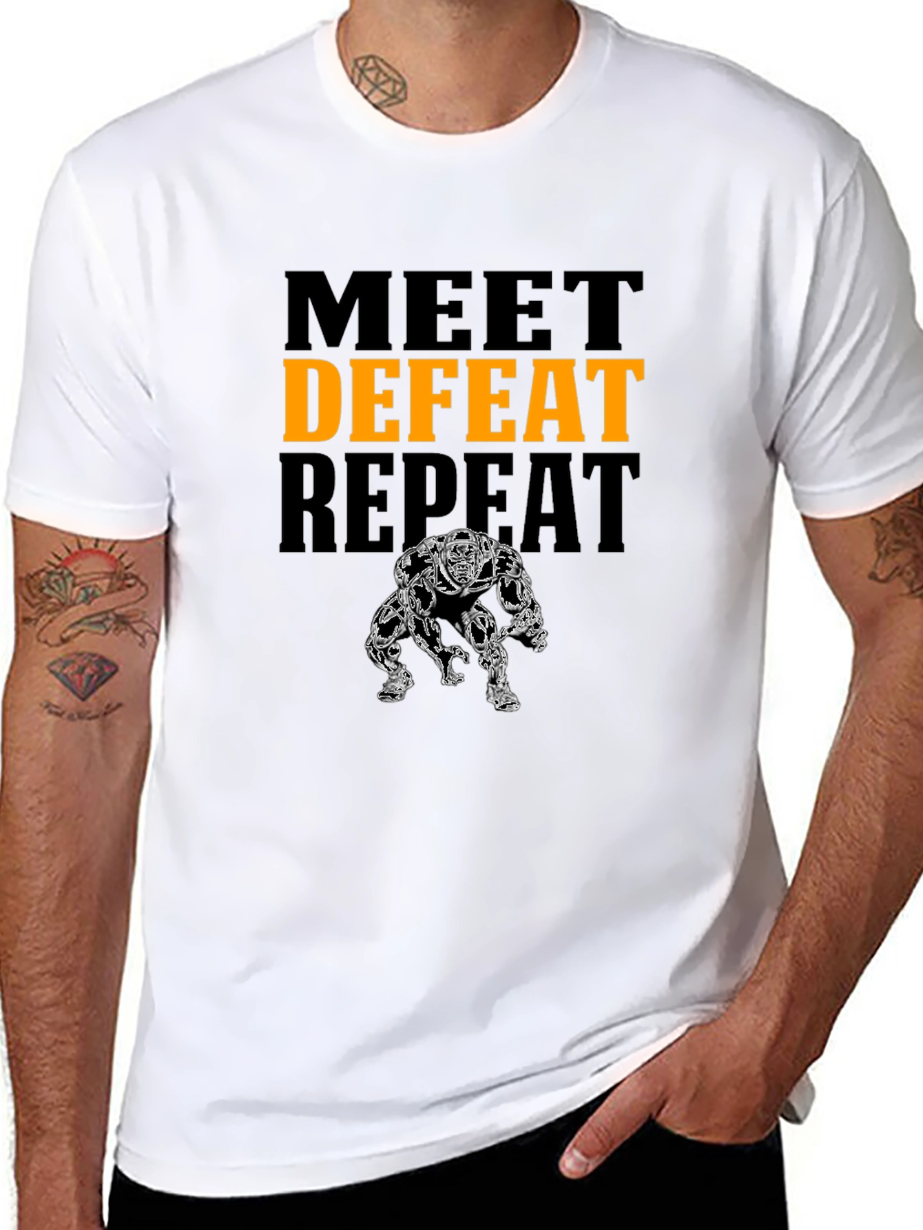 Meet Defeat Repeat Graphic T-Shirt