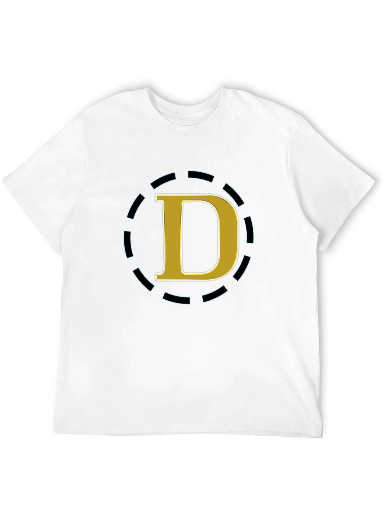 Stylish Black Tee with Gold D Graphic Design