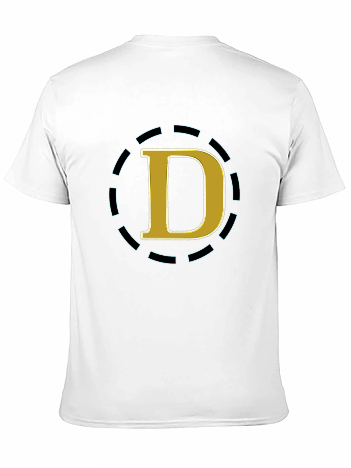 Stylish Black Tee with Gold D Graphic Design