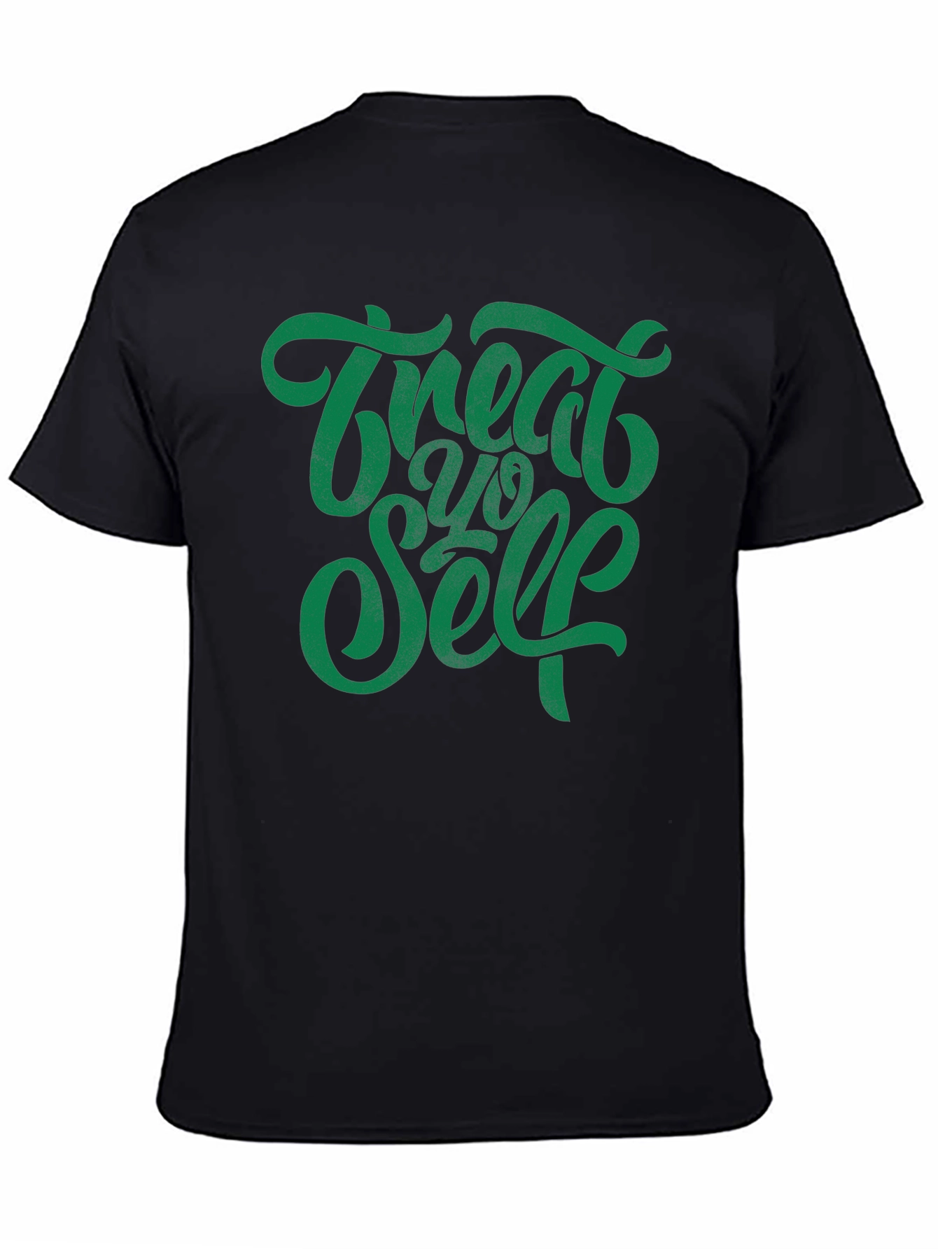 Treat Yo Self Graphic Tee - Black Cotton T-Shirt