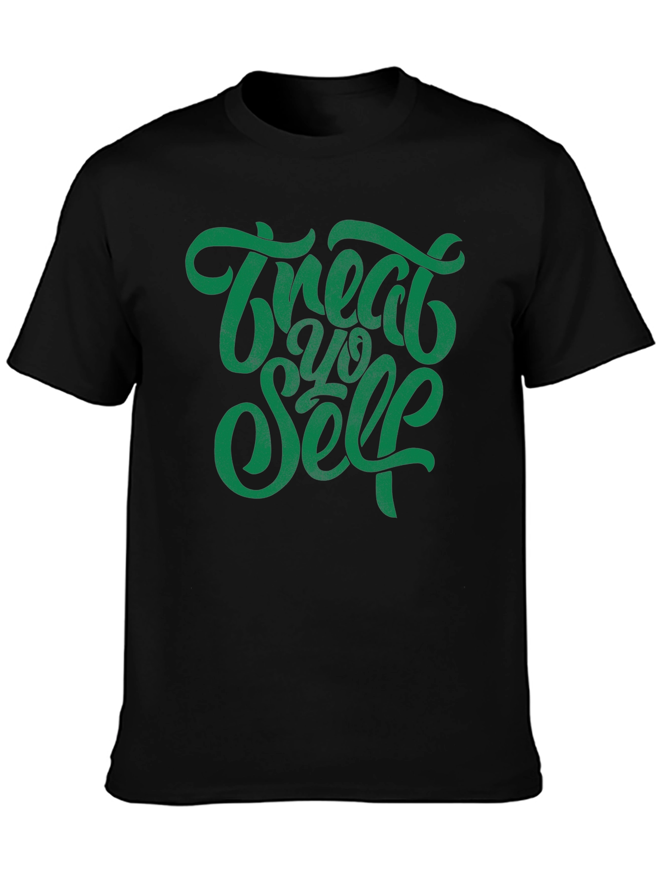 Treat Yo Self Graphic Tee - Black Cotton T-Shirt
