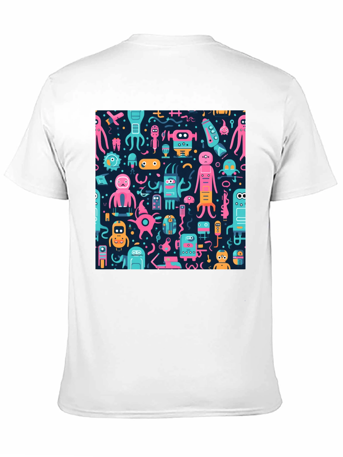Funky Alien Robot Print Black Tee