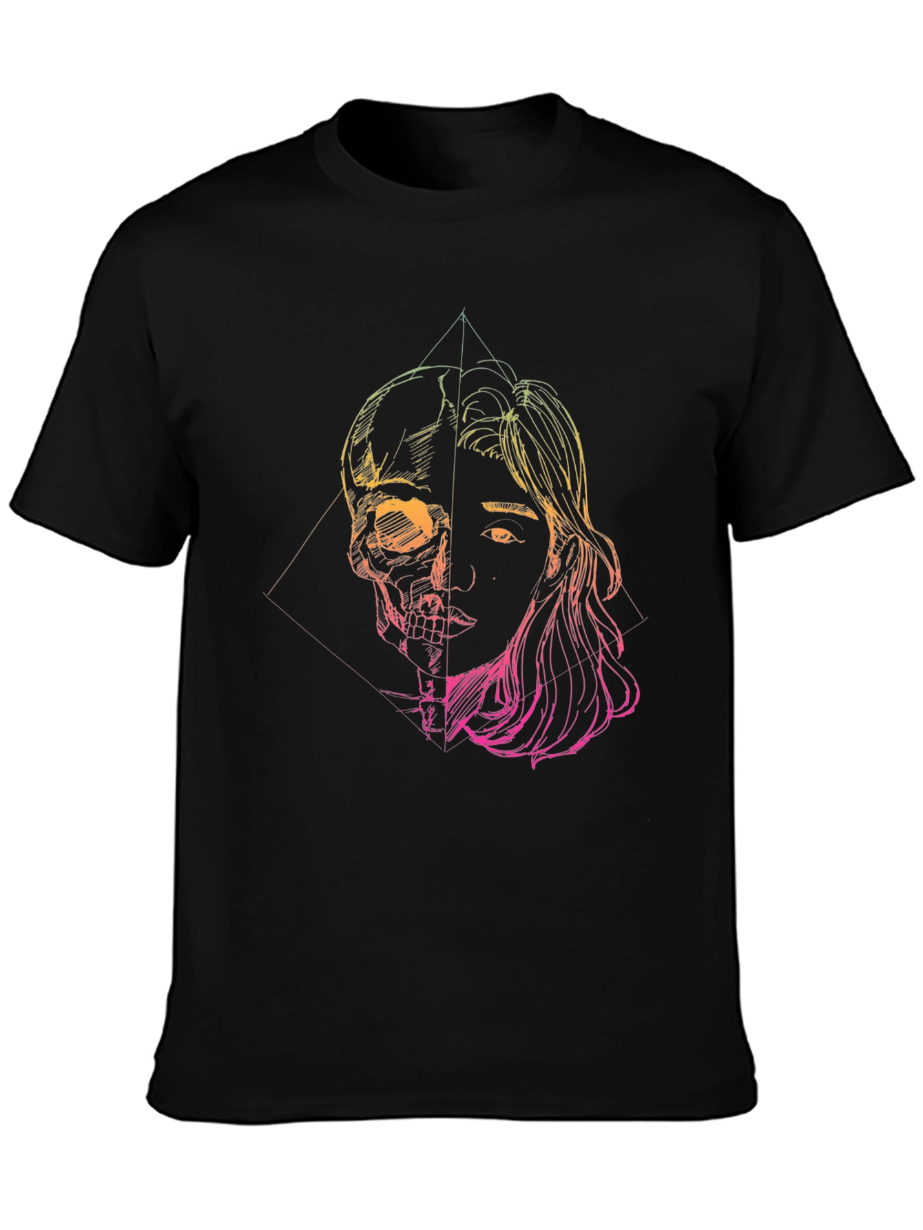 Half Skull Half Face Graphic Tee