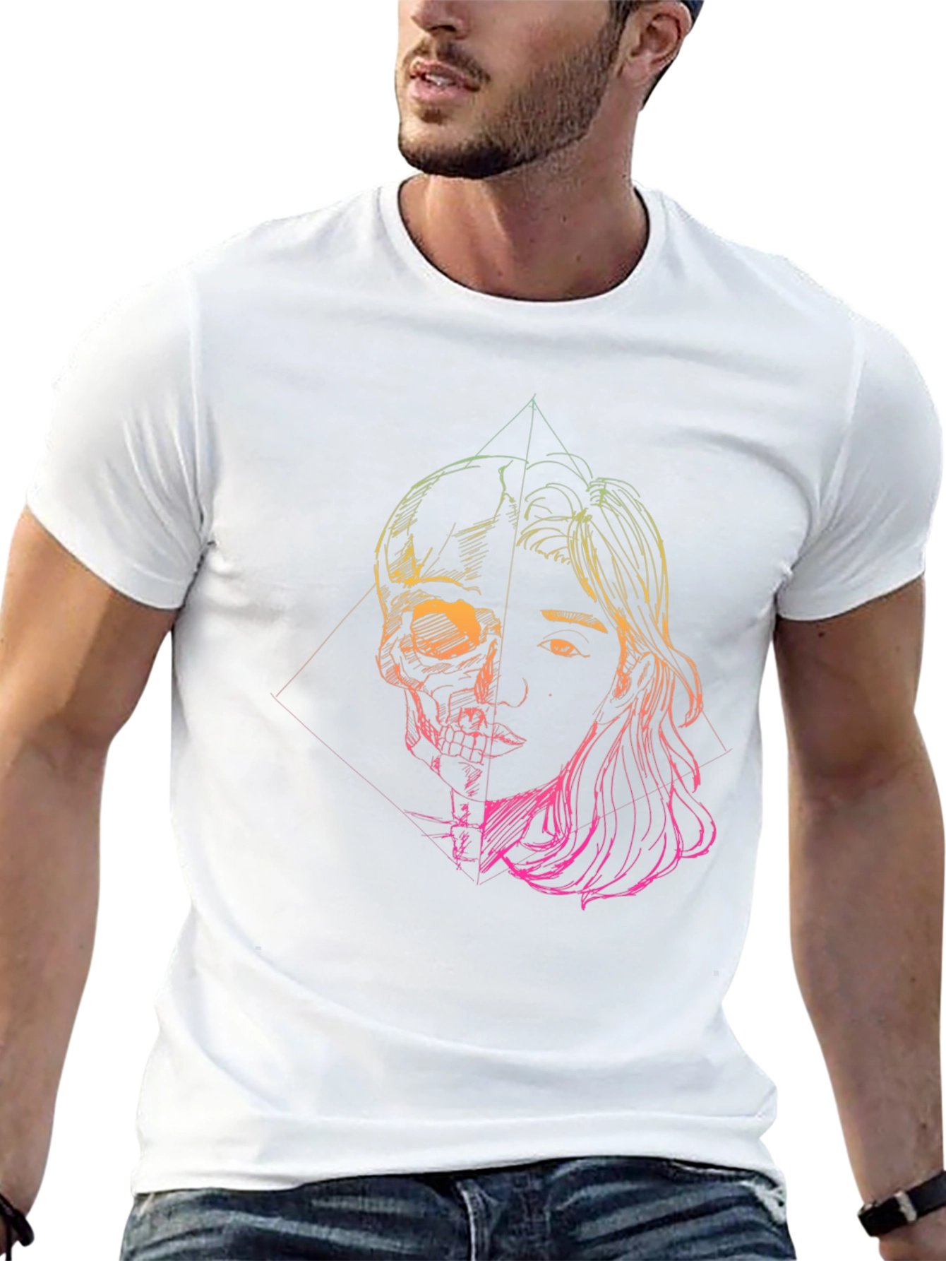 Half Skull Half Face Graphic Tee