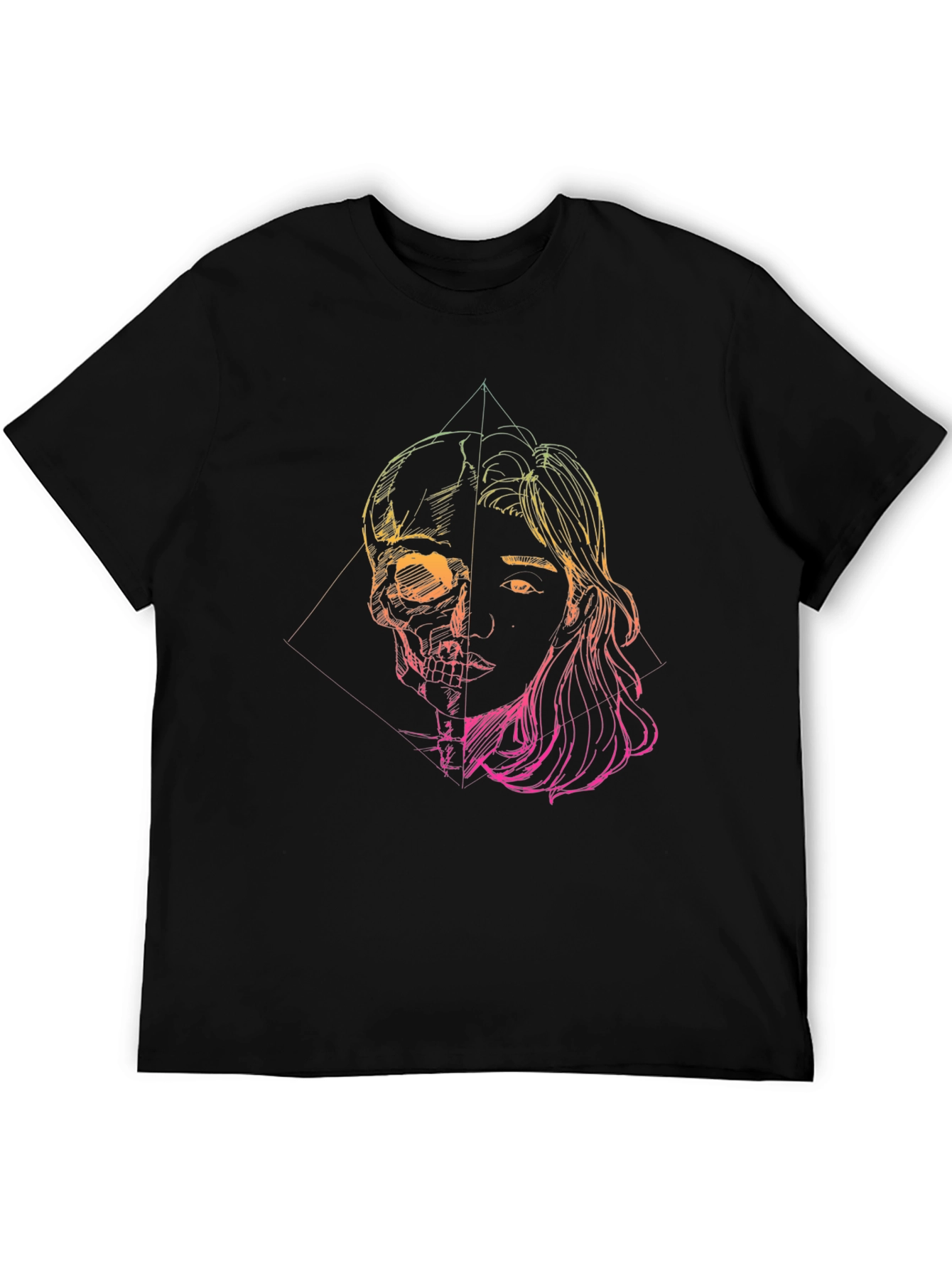 Half Skull Half Face Graphic Tee