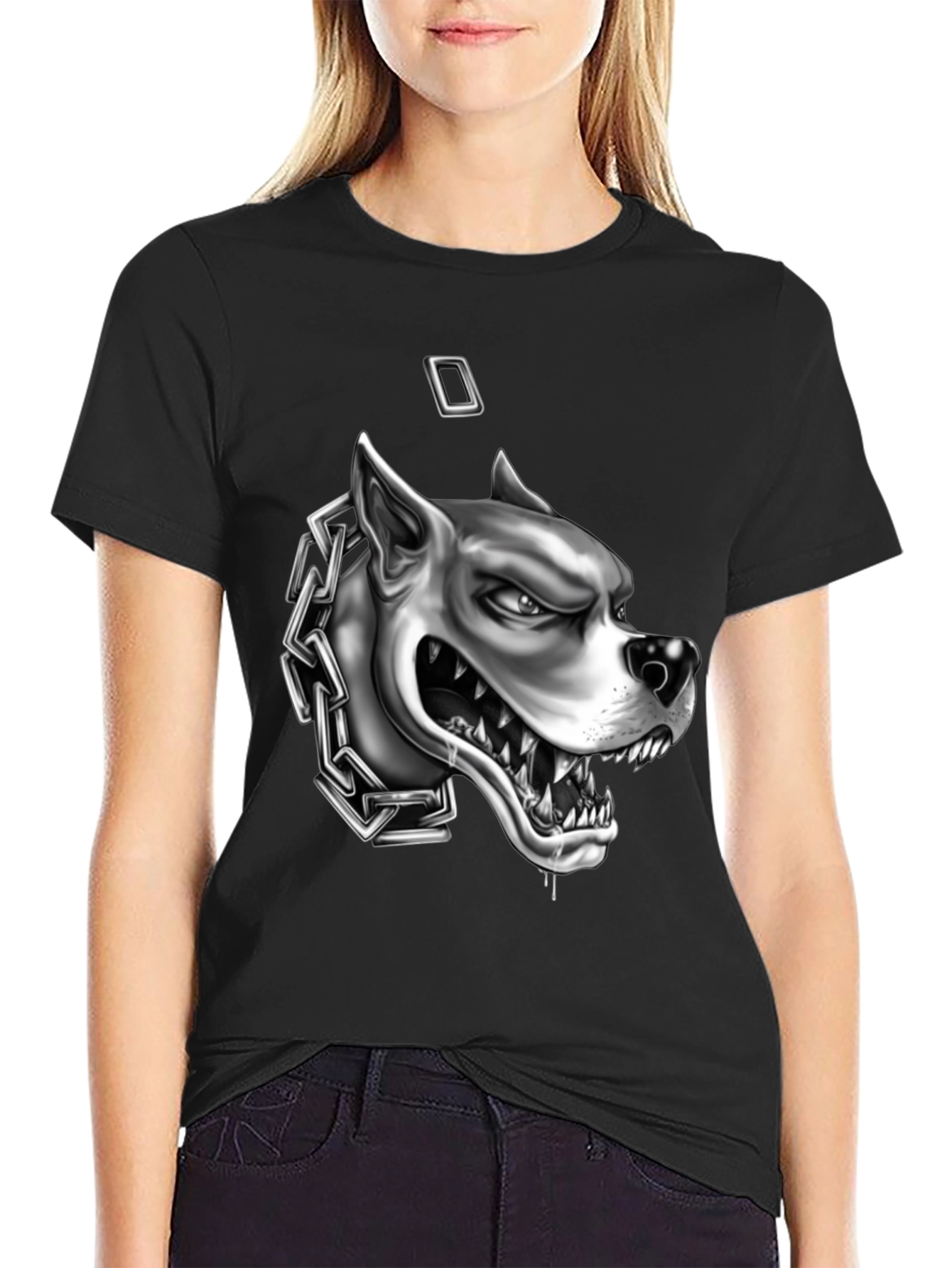 Mens Graphic Tee - Angry Dog with Chain