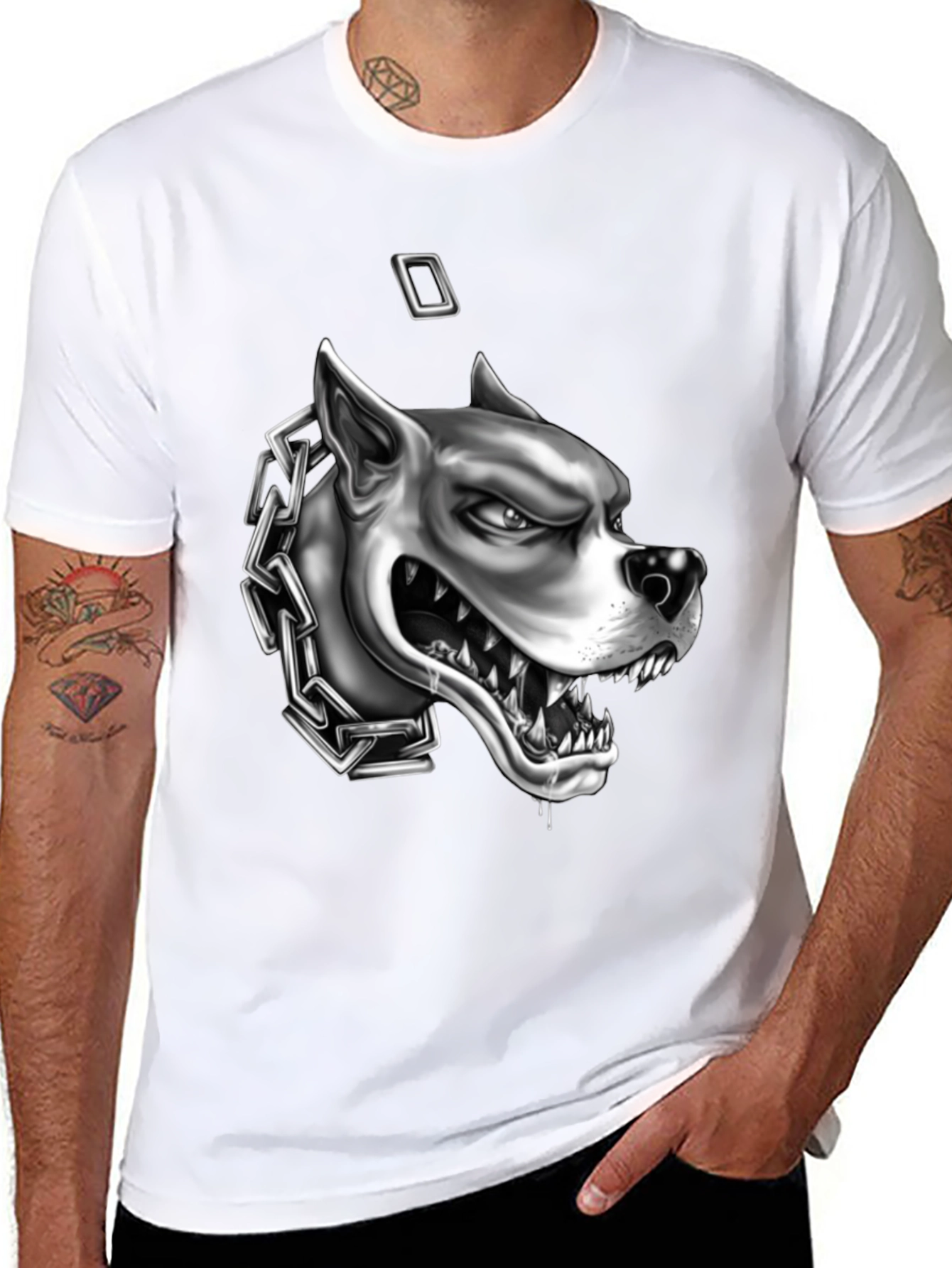 Mens Graphic Tee - Angry Dog with Chain