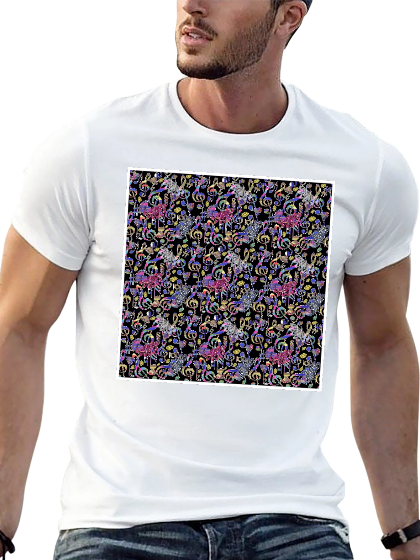 Music Note Carousel T-Shirt - Funky Graphic Tee