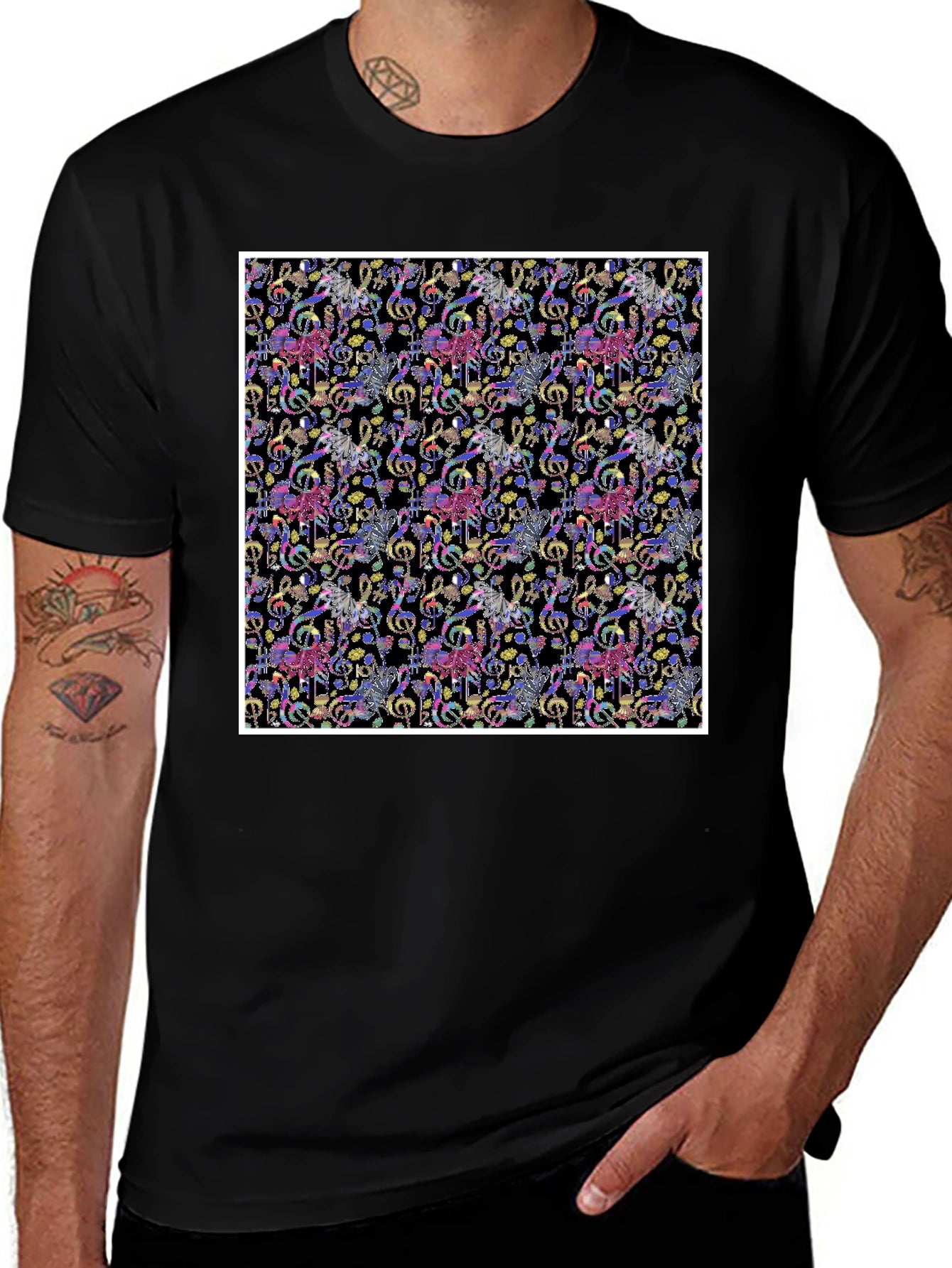 Music Note Carousel T-Shirt - Funky Graphic Tee