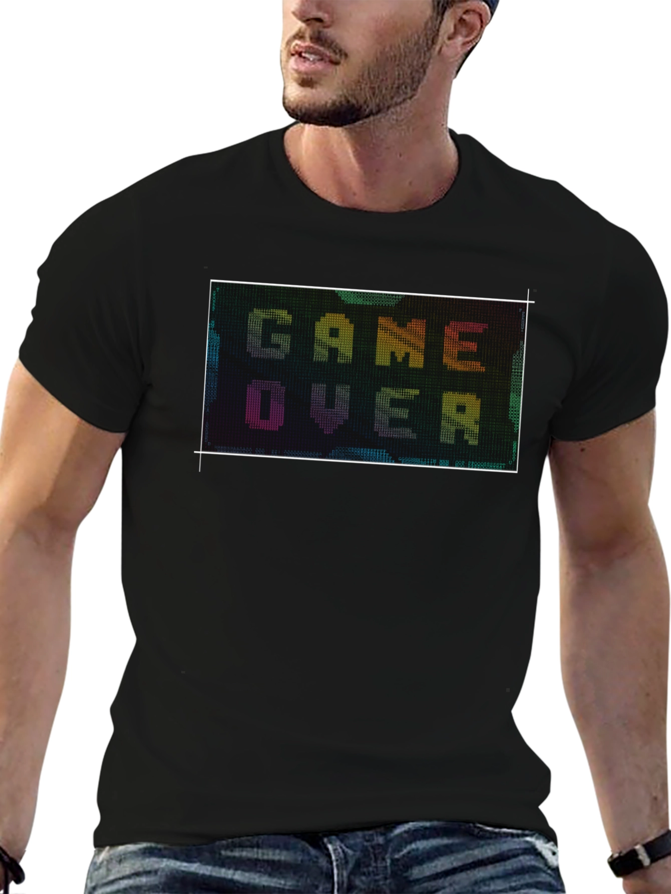 Game Over Pixel Art Black T-Shirt