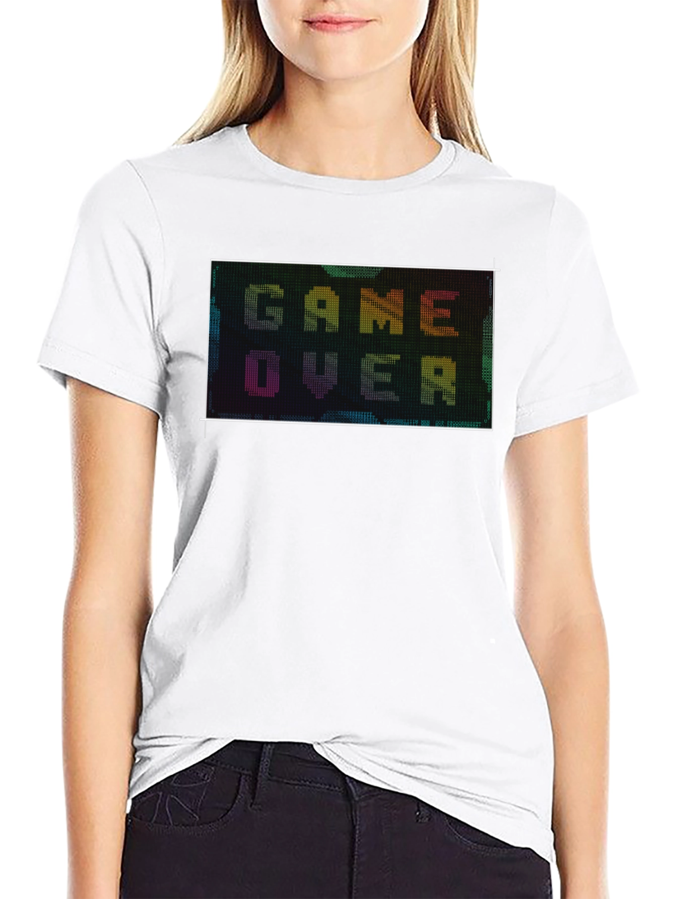 Game Over Pixel Art Black T-Shirt