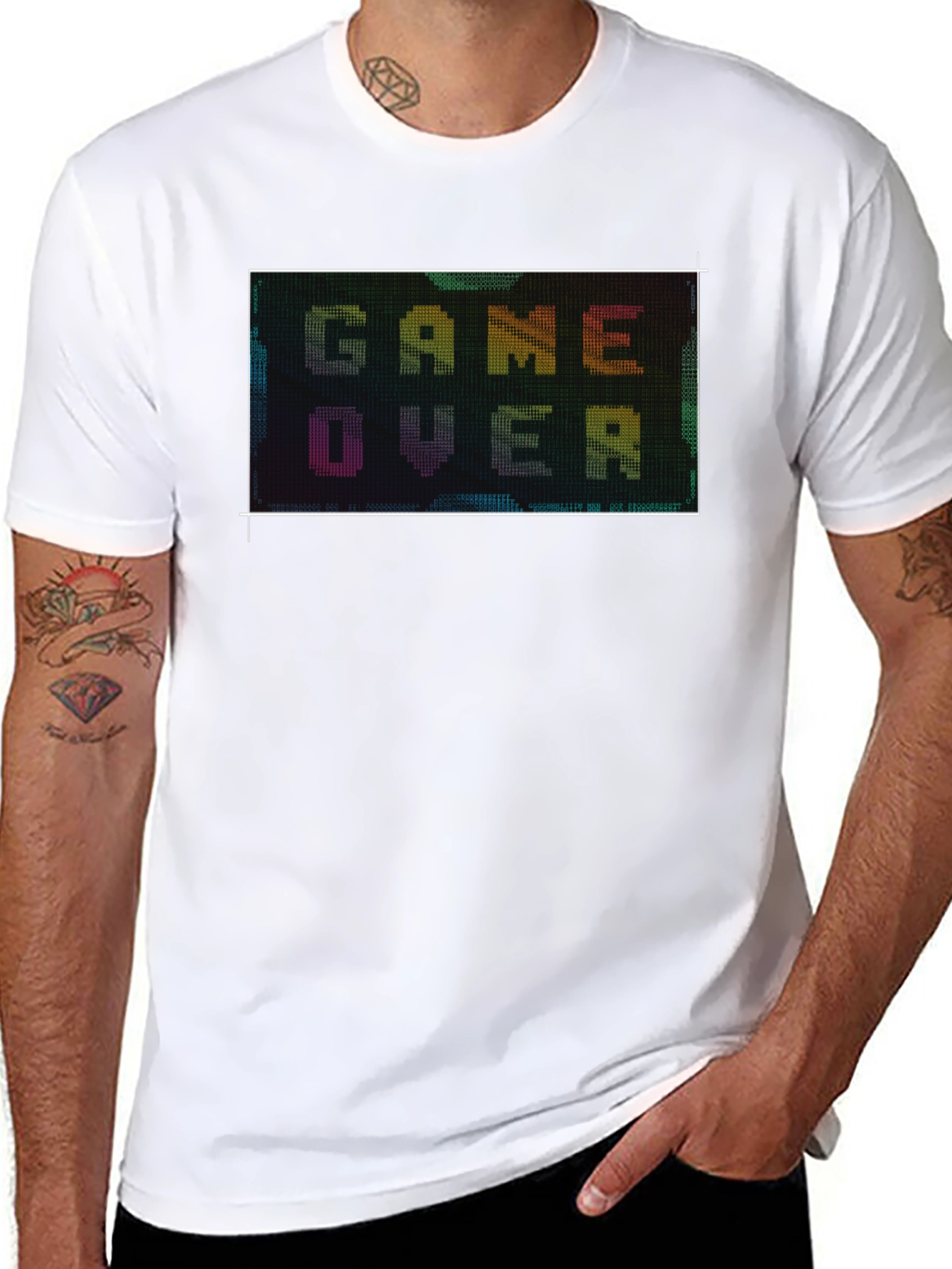 Game Over Pixel Art Black T-Shirt