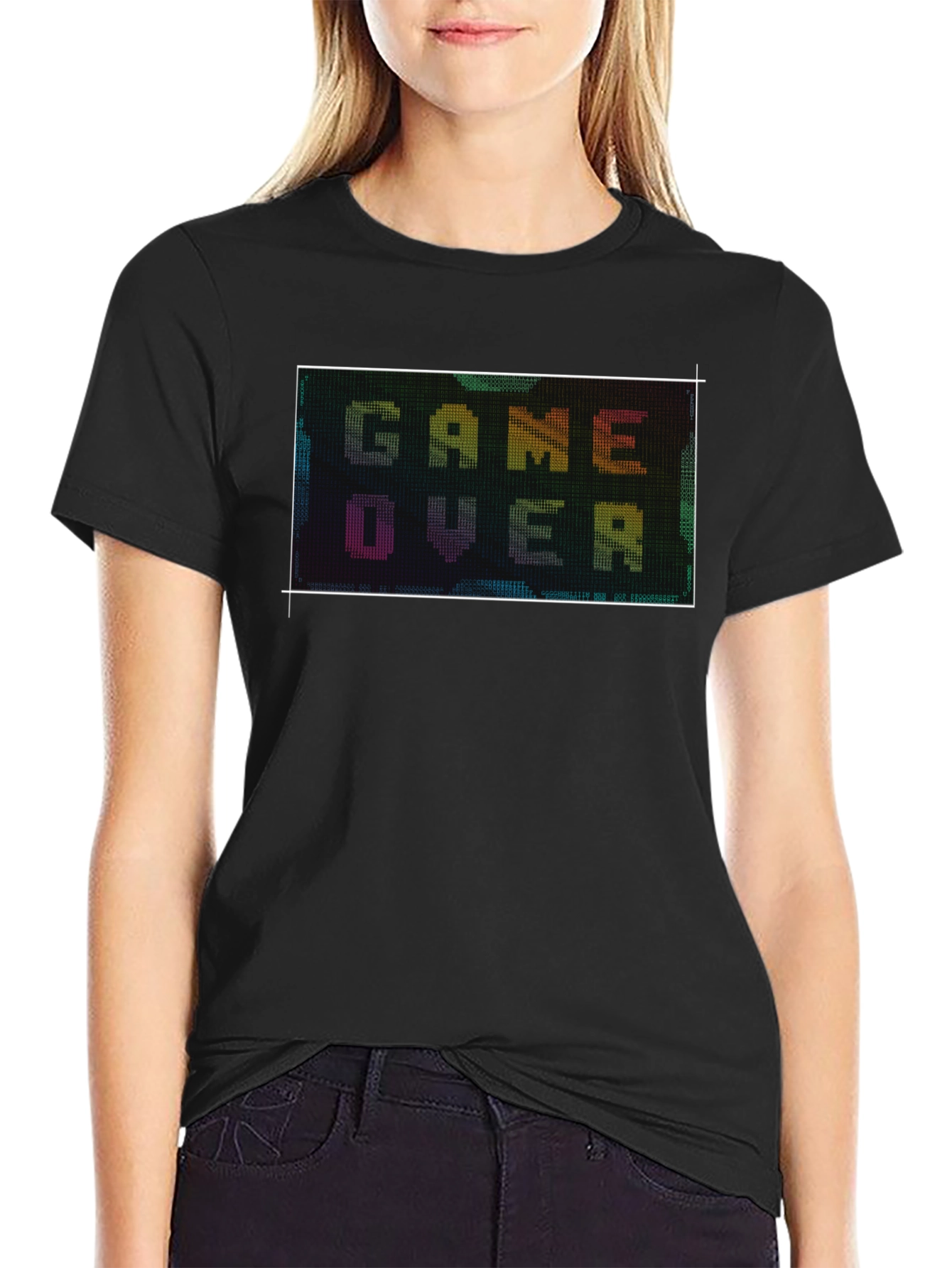 Game Over Pixel Art Black T-Shirt
