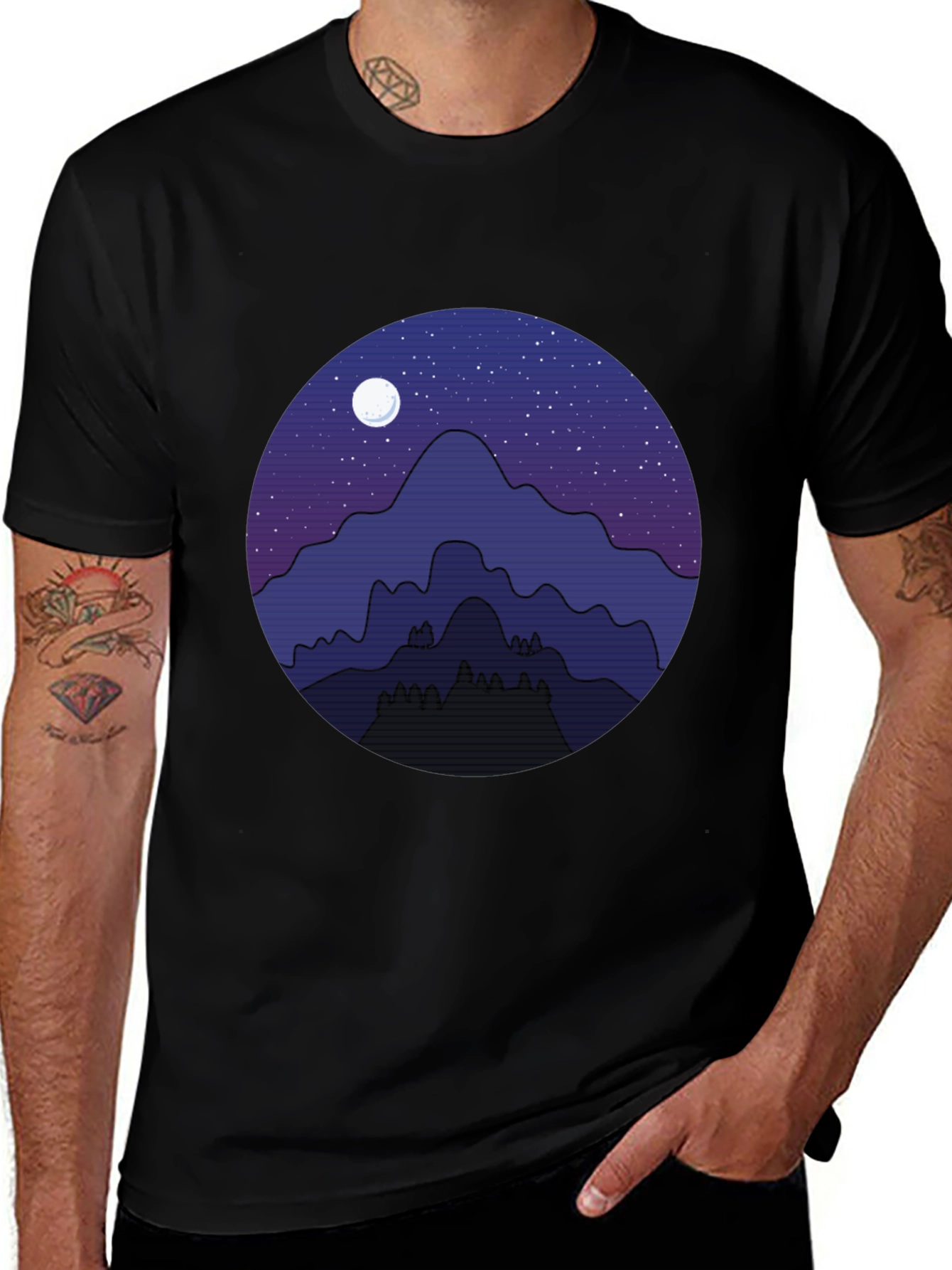 Night Sky Mountain T-Shirt - Mens Graphic Tee