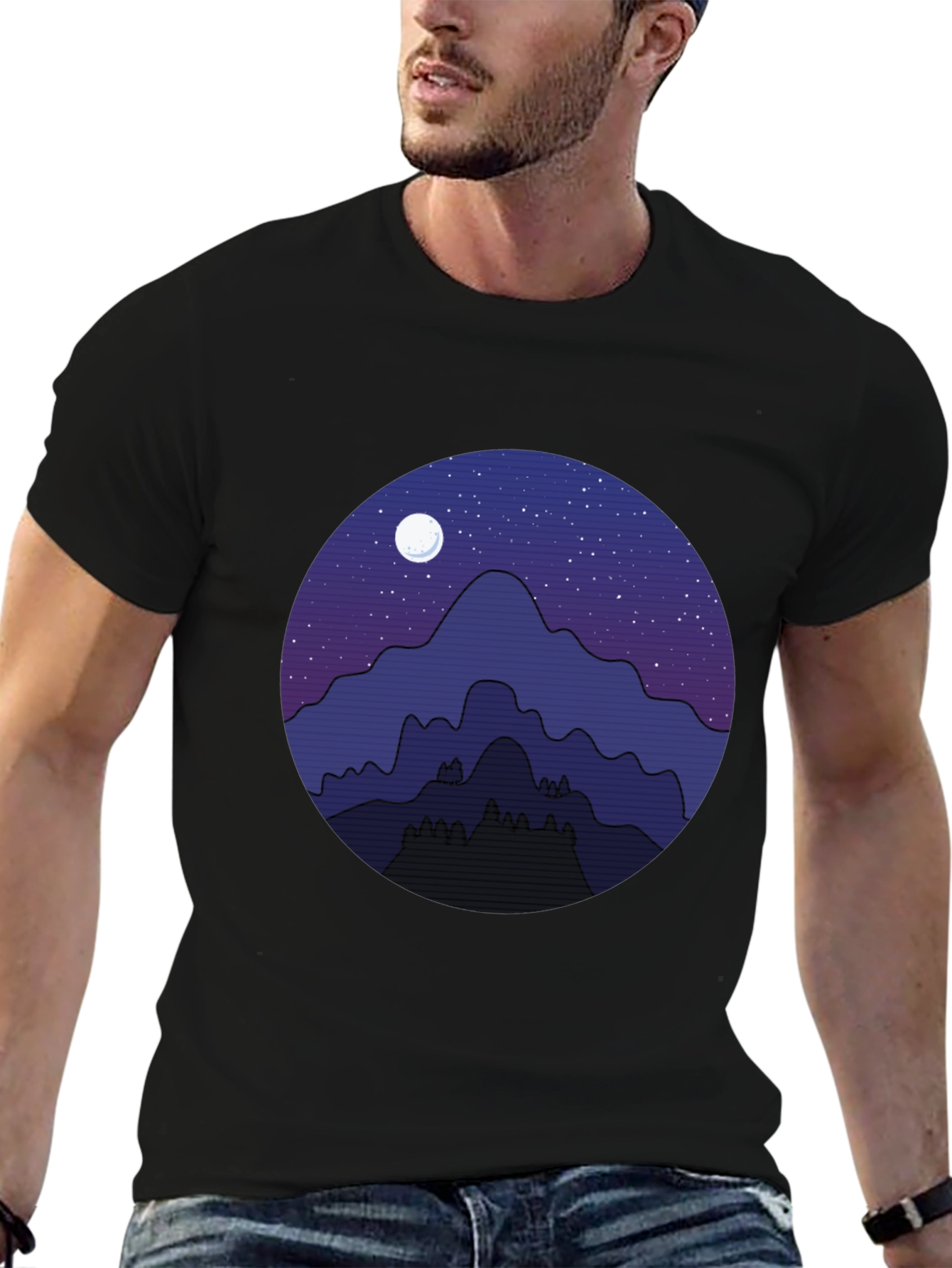 Night Sky Mountain T-Shirt - Mens Graphic Tee