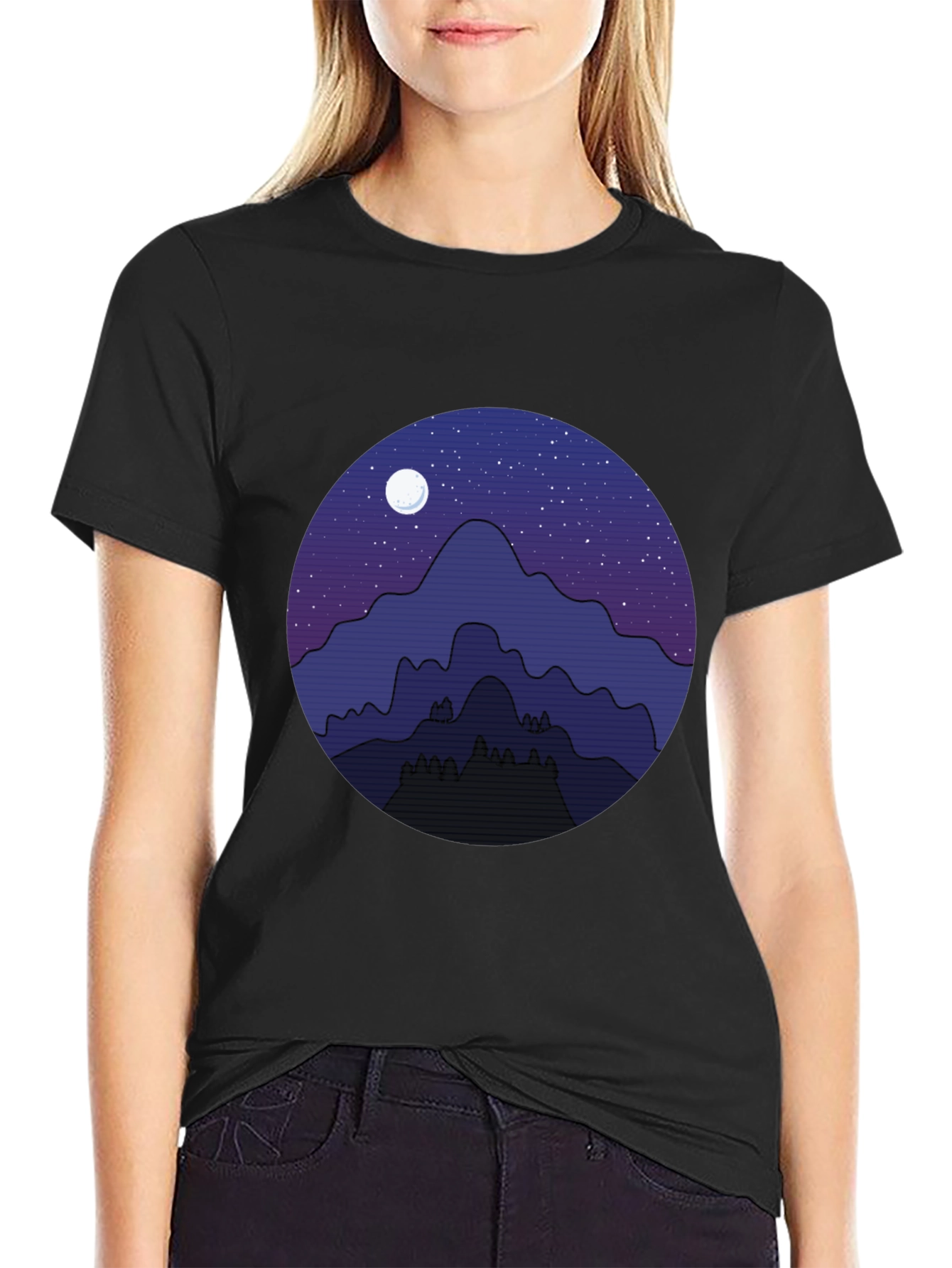 Night Sky Mountain T-Shirt - Mens Graphic Tee
