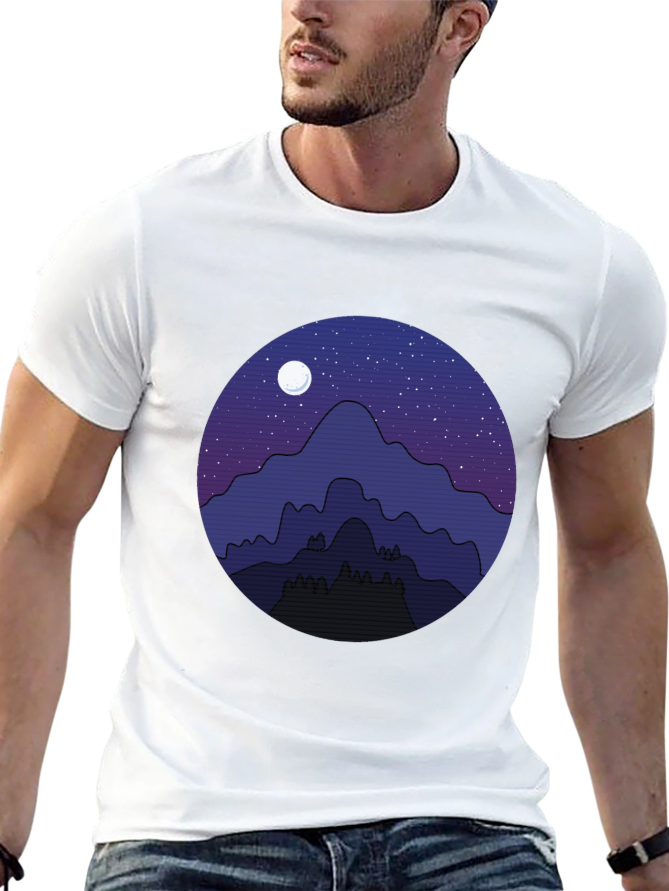Night Sky Mountain T-Shirt - Mens Graphic Tee
